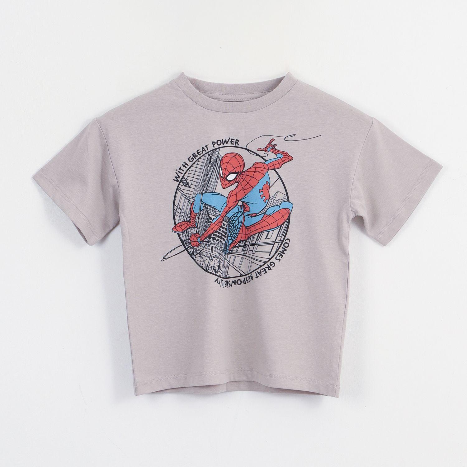 Polera Manga Corta Niño Gris City Spiderman Marvel-0
