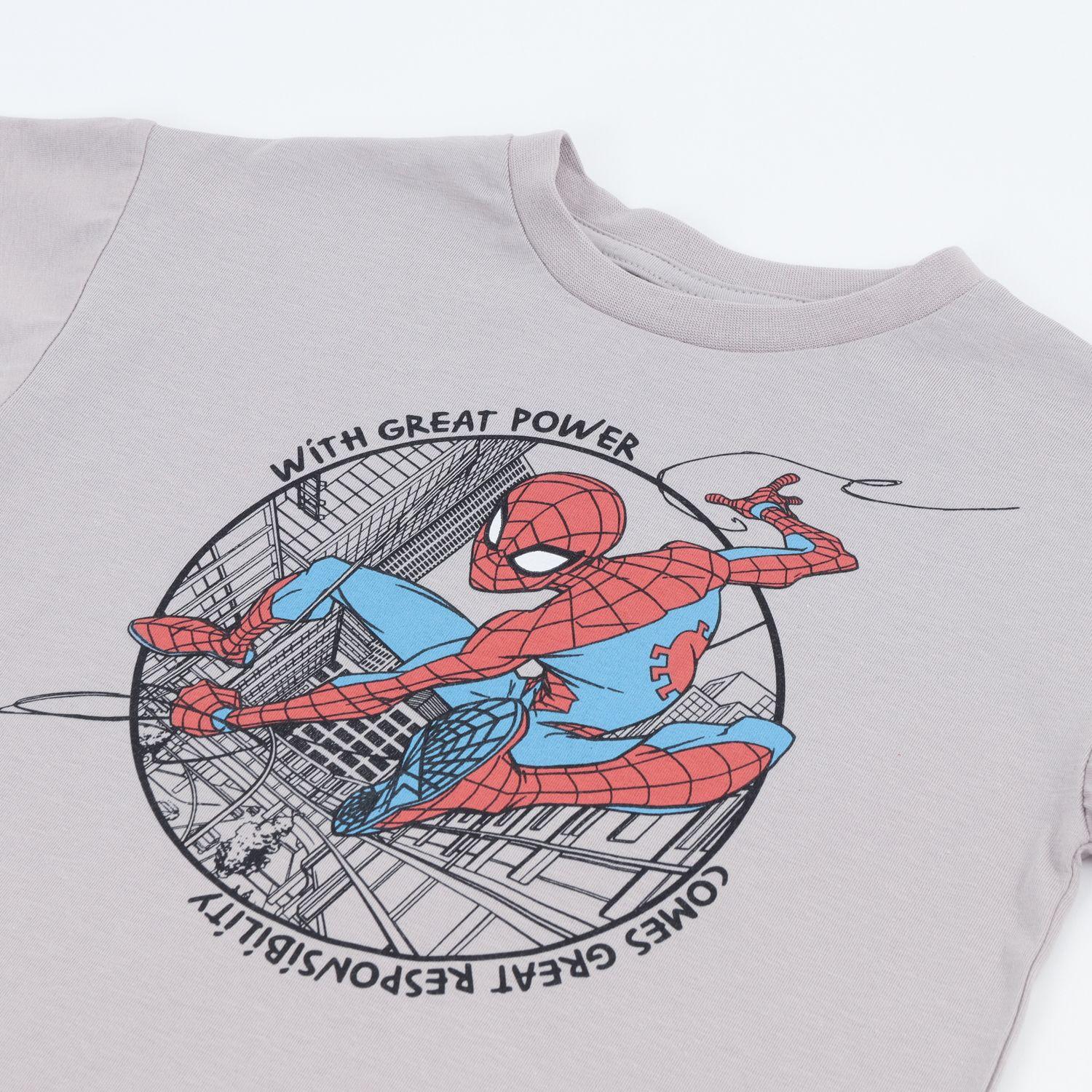Polera Manga Corta Niño Gris City Spiderman Marvel-2