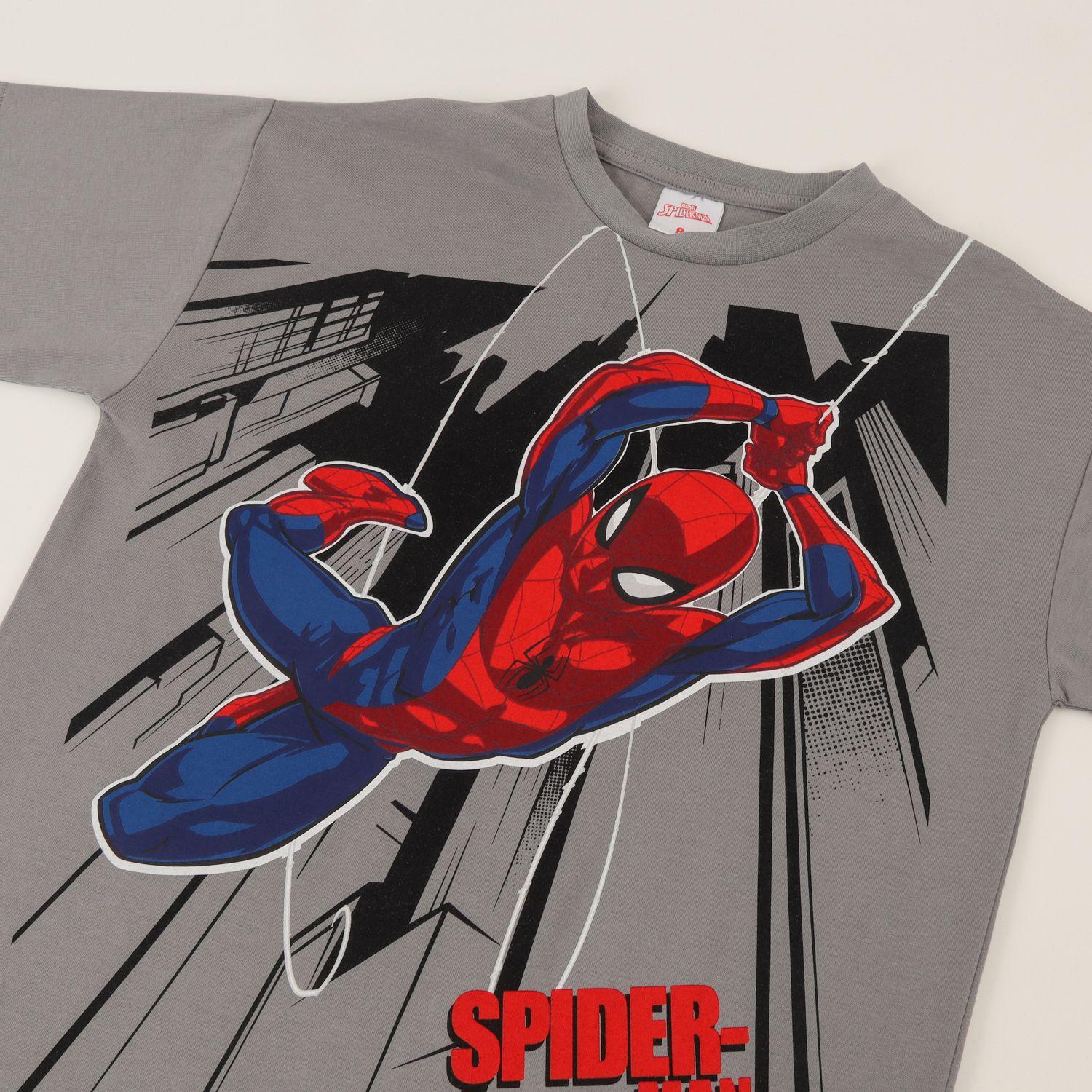 Polera Manga Corta Niño Gris Personaje Spiderman Marvel-2