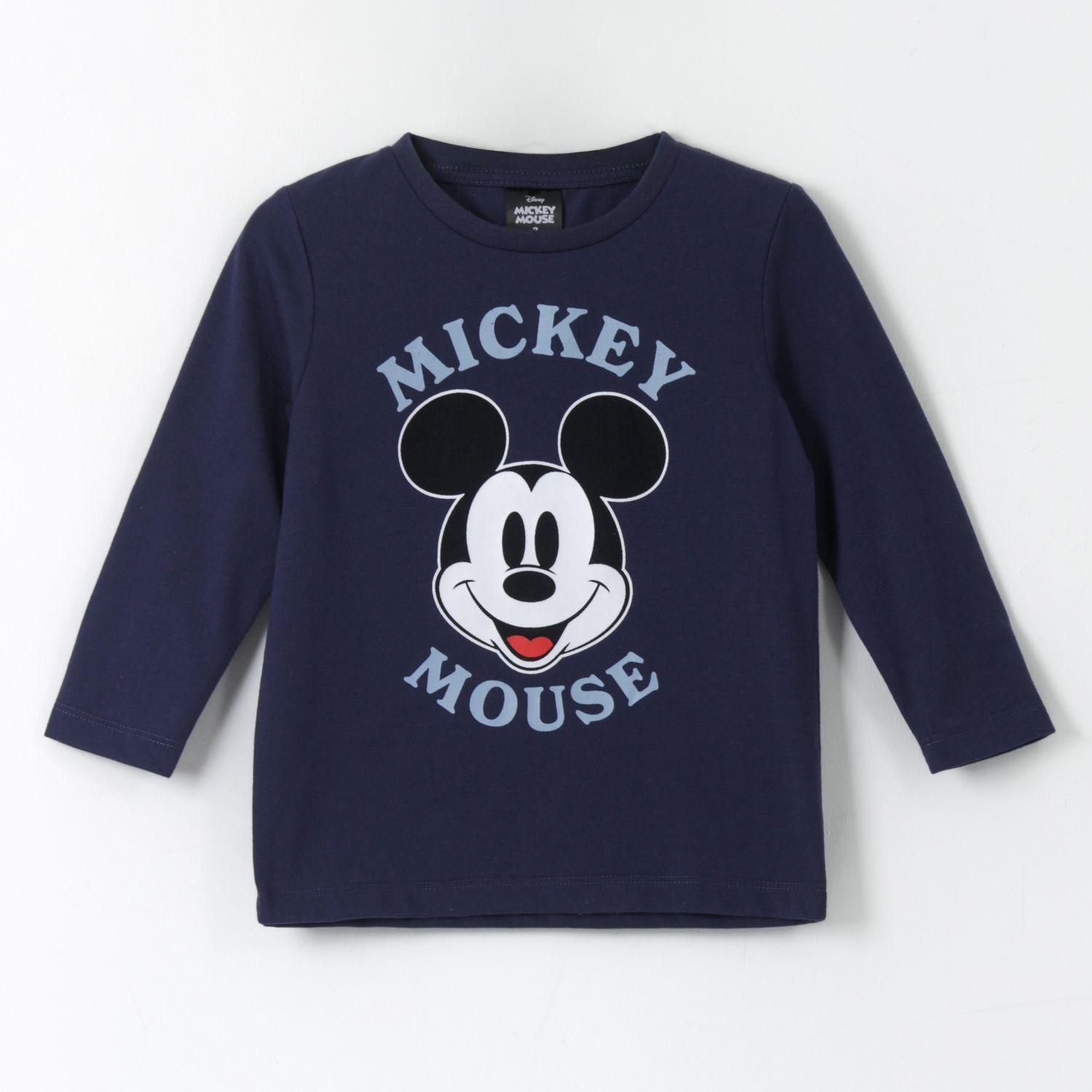 Polera Manga Larga Niño Mickey Mouse Azul Marino Disney-0