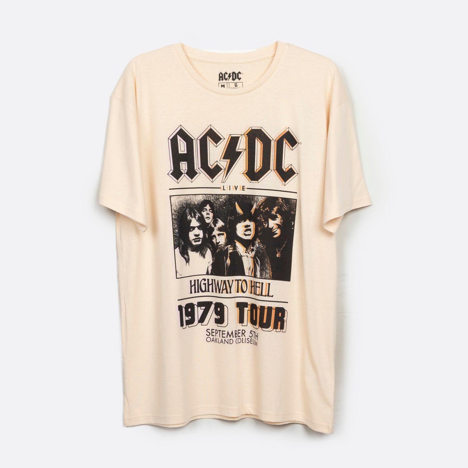 Polera Manga Corta Hombre 1979 Tour Beige AC/DC-0