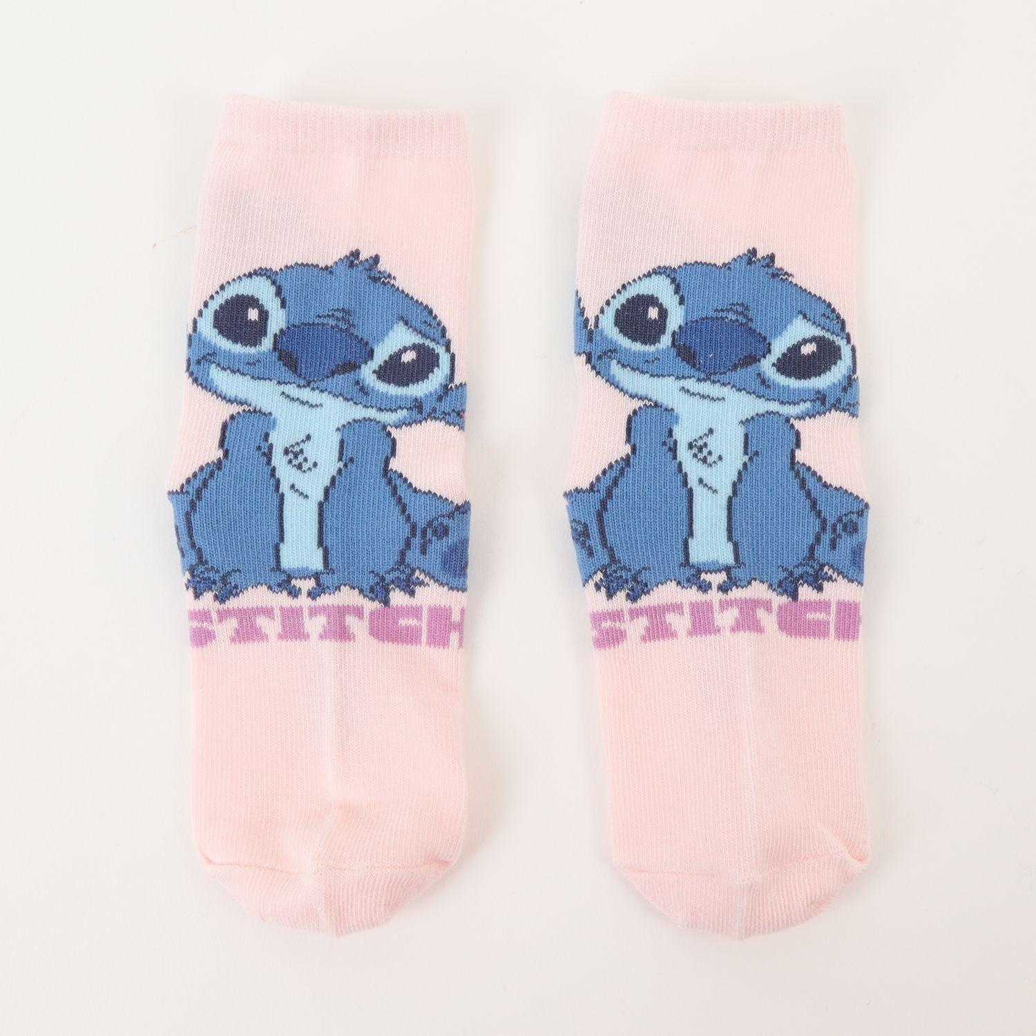 Tripack Calcetines Niña Rosado Varias Poses Stitch Disney-2