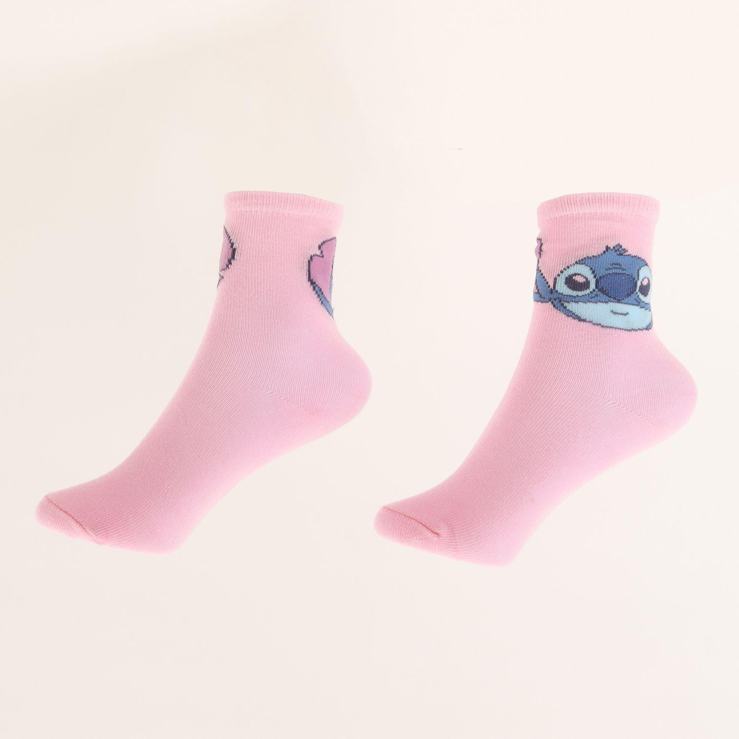 Tripack Calcetines Niña Rosado Varias Poses Stitch Disney-4