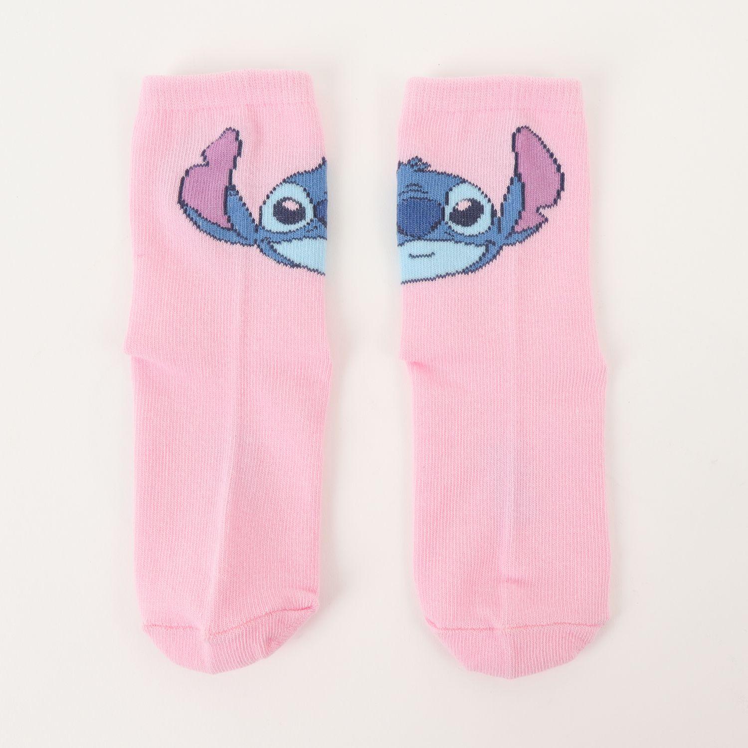 Tripack Calcetines Niña Rosado Varias Poses Stitch Disney-5