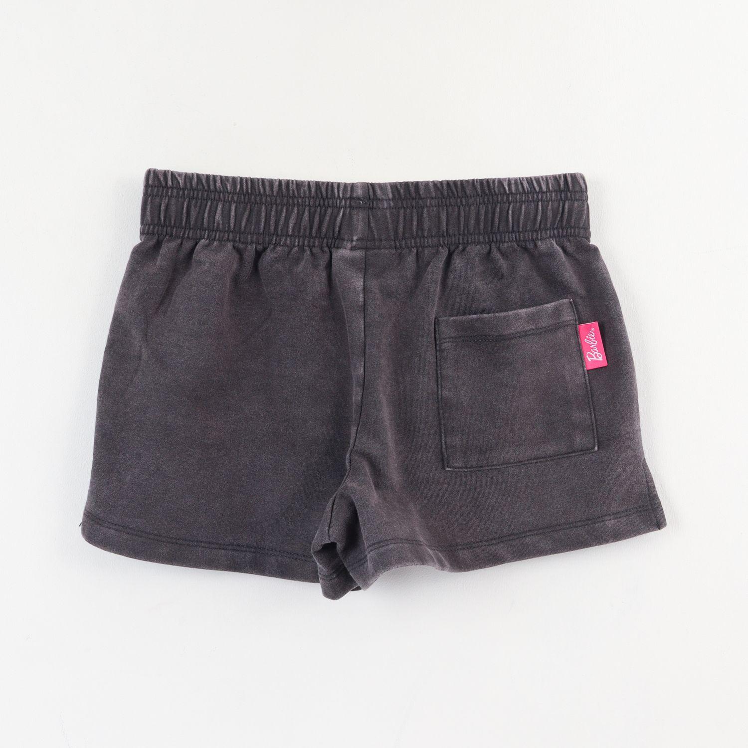 Short Cordón Niña Negro Bolsillo Trasero Logo Barbie-1
