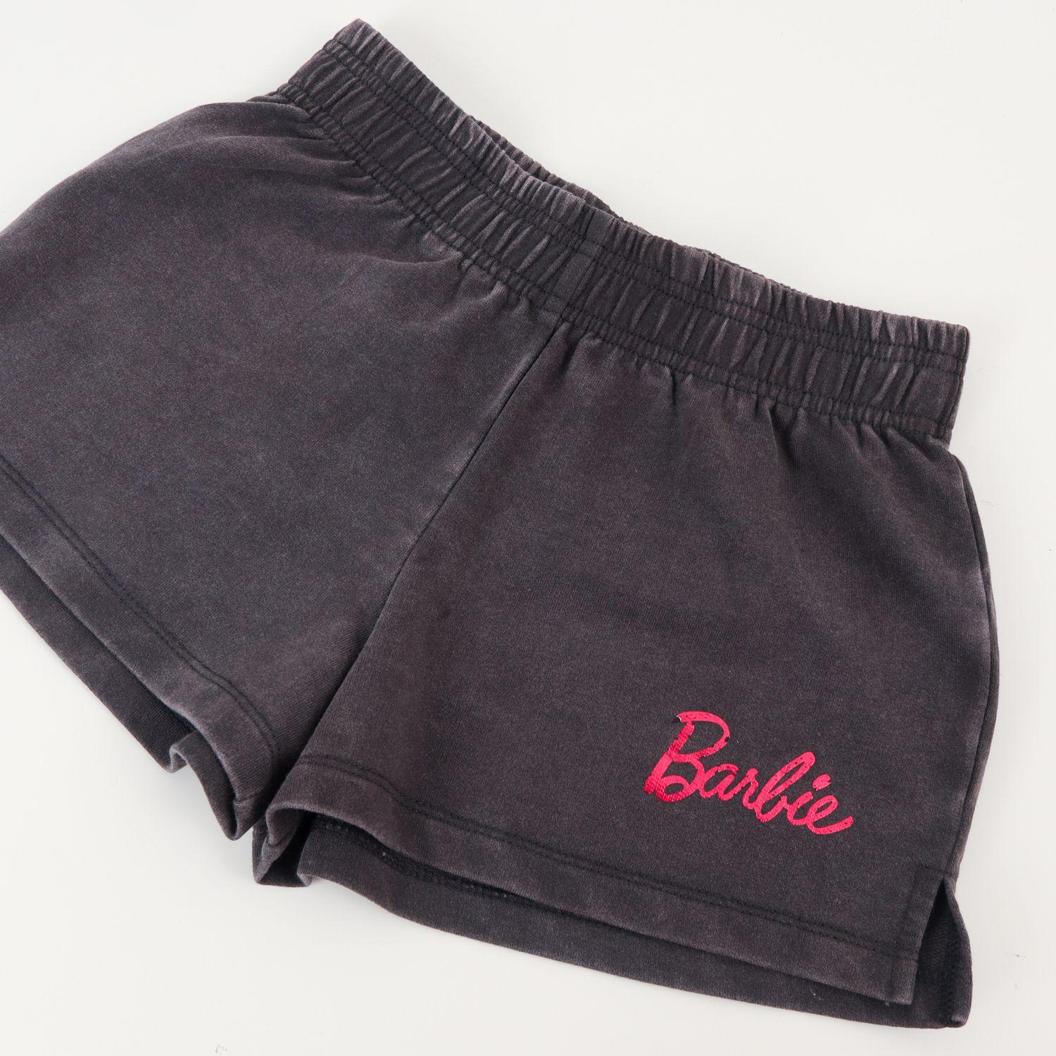 Short Cordón Niña Negro Bolsillo Trasero Logo Barbie-2