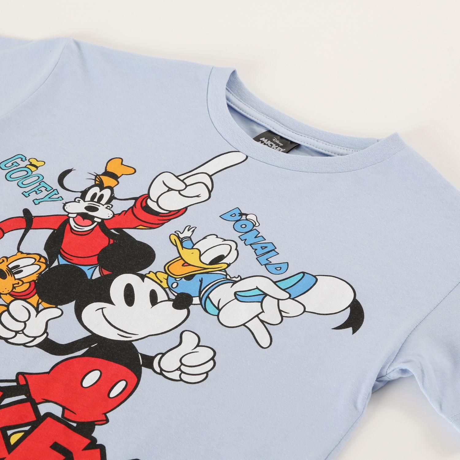 Polera Manga Corta Niño Mickey Celeste Disney-1