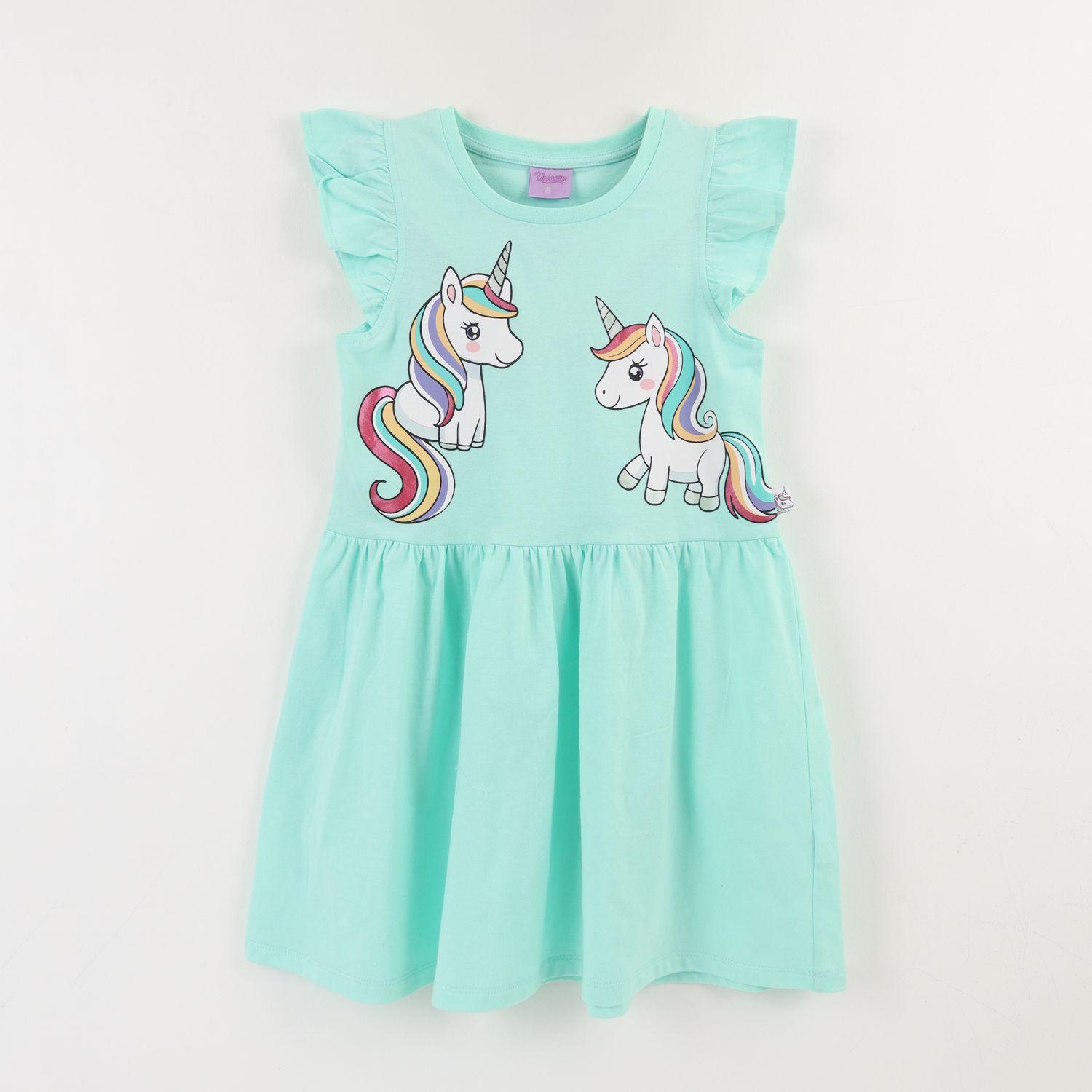 Vestido Niña Verde Unicornio-0