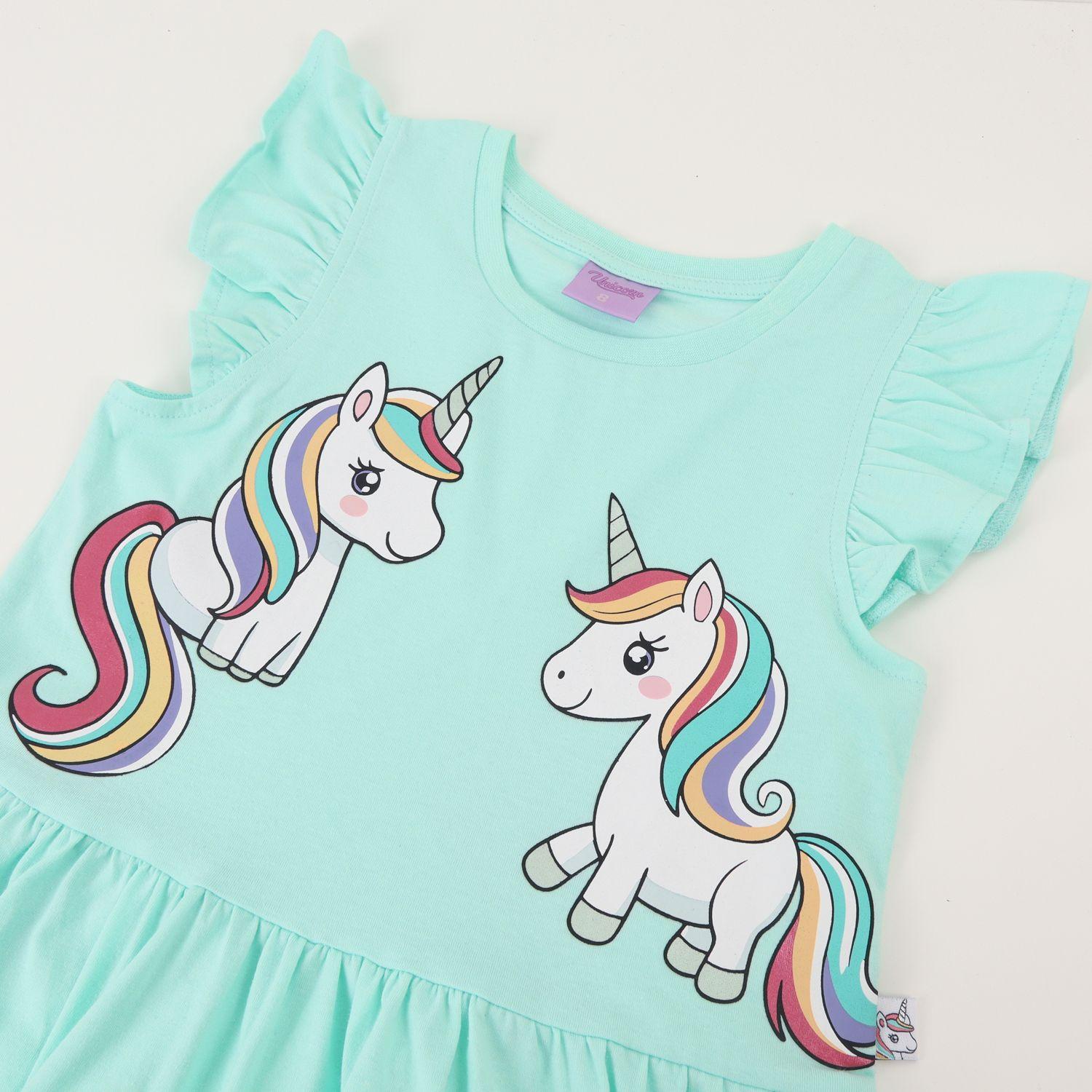Vestido Niña Verde Unicornio-2