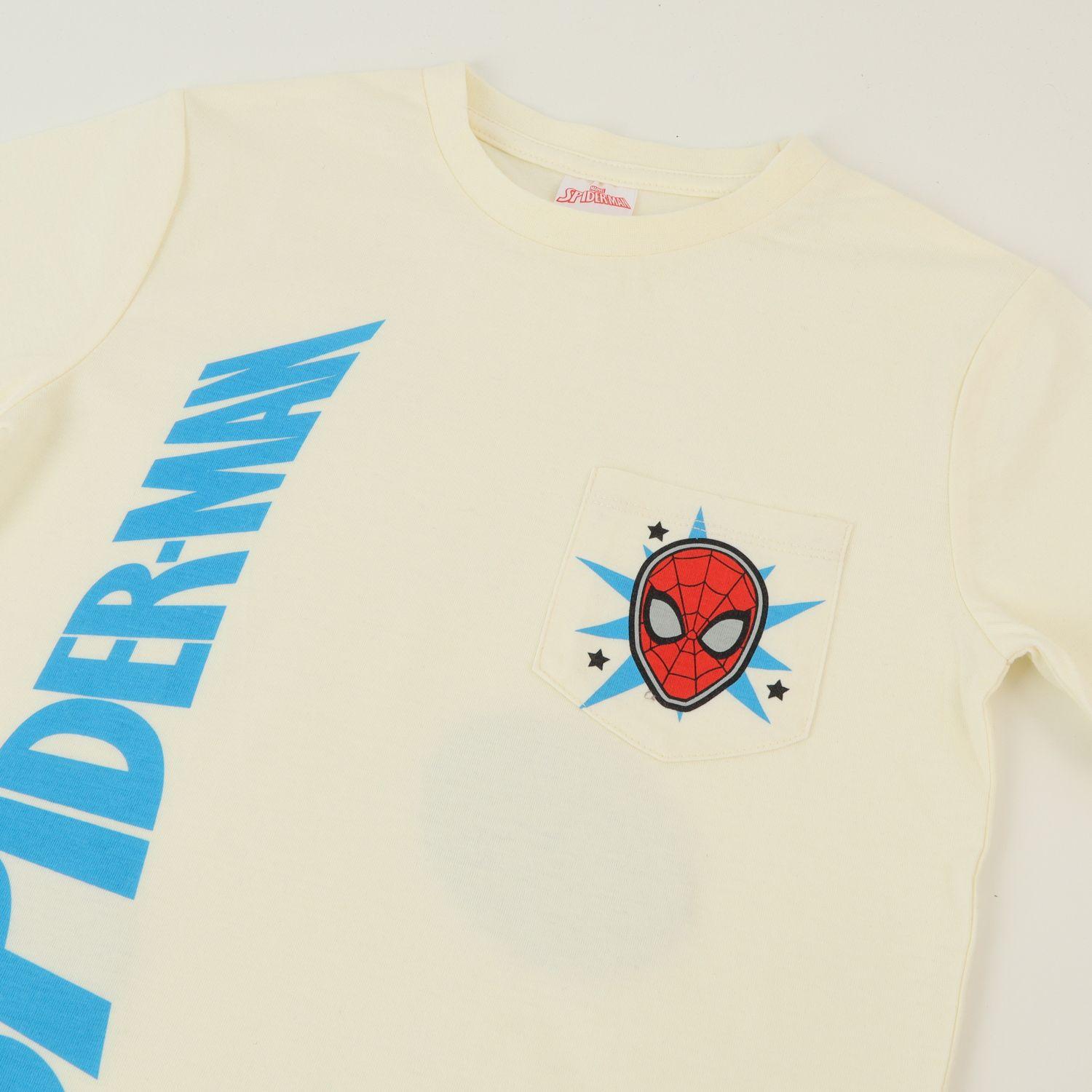 Polera Manga Corta Niño Blanco Bolsillo Spiderman Marvel-2