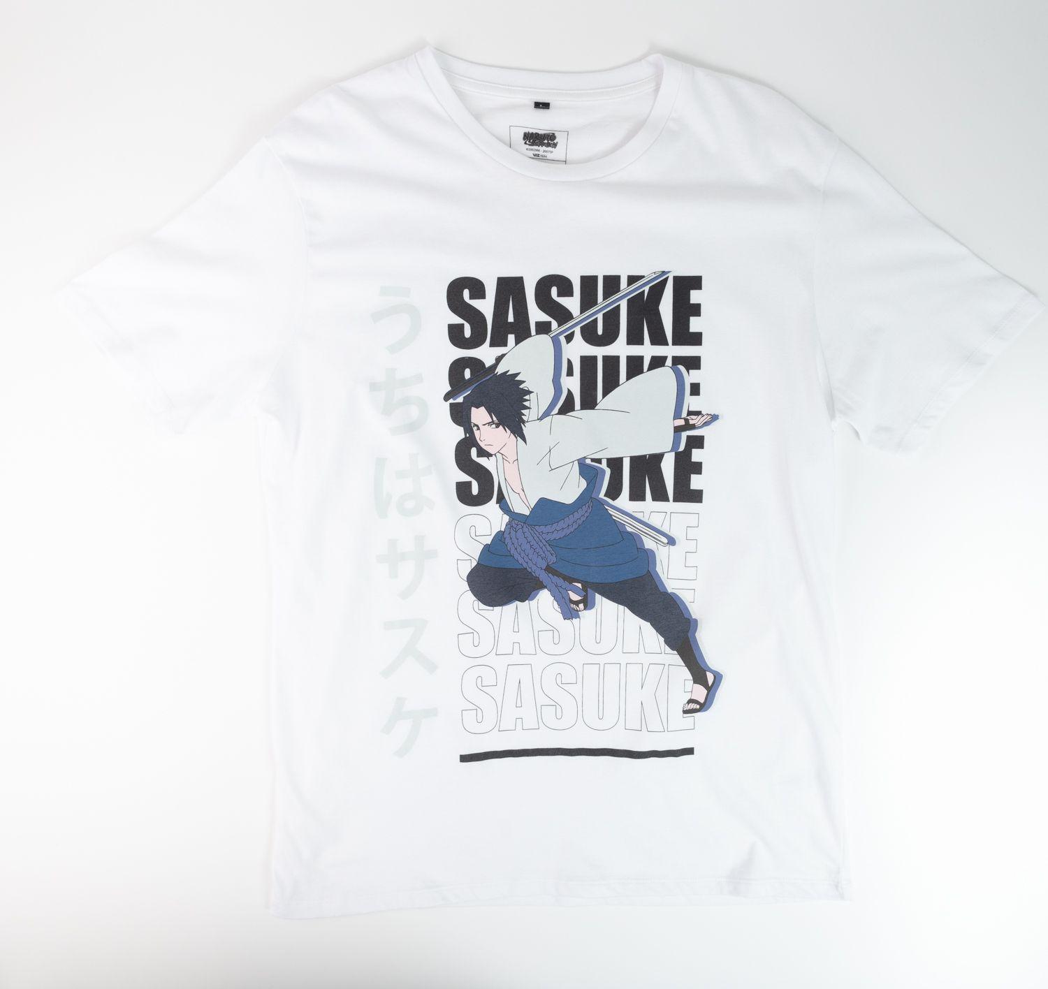 Polera Hombre  Naruto Sasuke Blanco-0