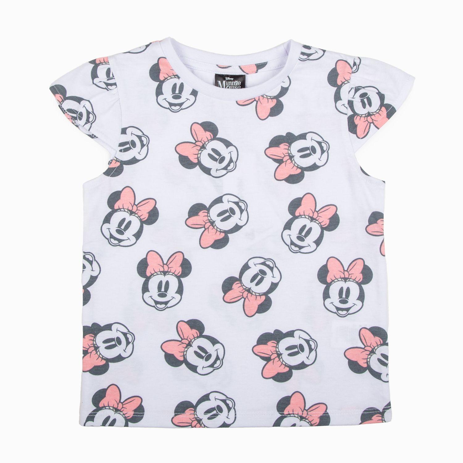 Polera Manga Corta Niña Print Caras Minnie Blanco Disney-0