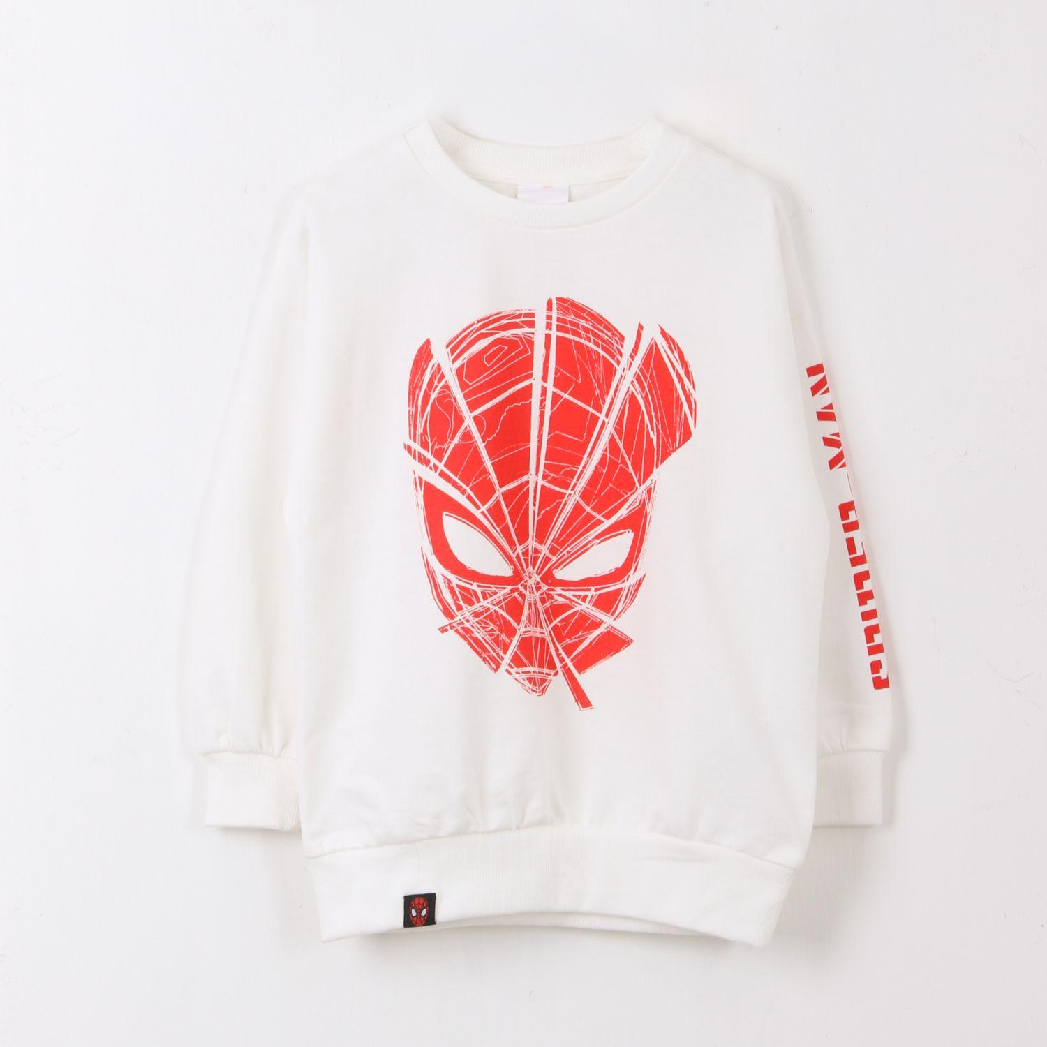 Poleron Cerrado Niño Blanco Cara Spiderman Marvel-0