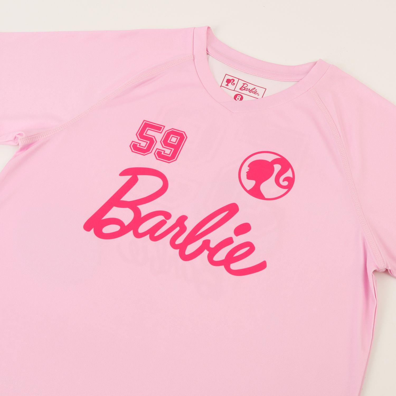 Polera Manga Corta Niña Rosado Fútbol Barbie-2