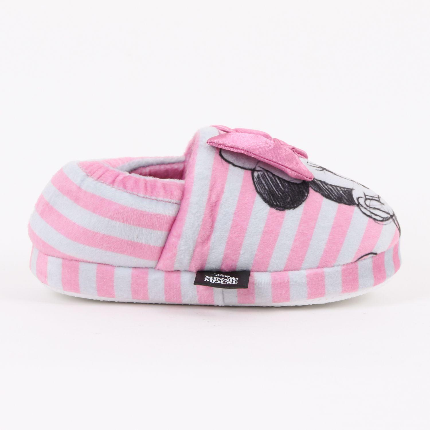 Pantufla Niña Rayas Minnie Mouse Moño Rosado Disney-0