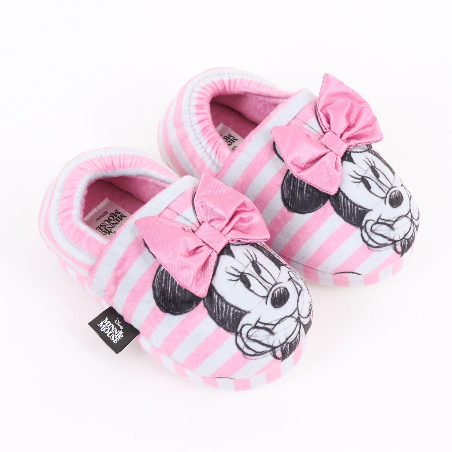 Pantufla Niña Rayas Minnie Mouse Moño Rosado Disney-1