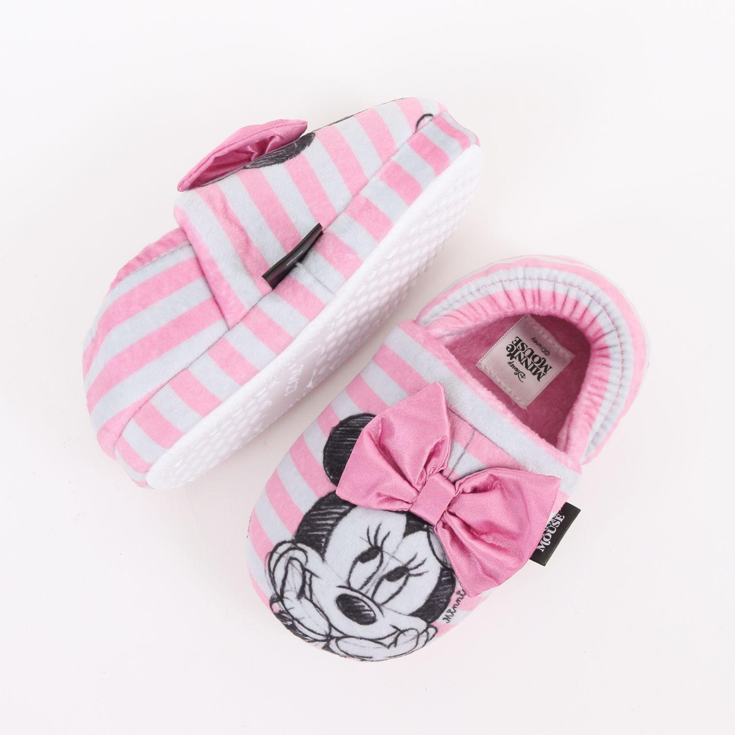 Pantufla Niña Rayas Minnie Mouse Moño Rosado Disney-3
