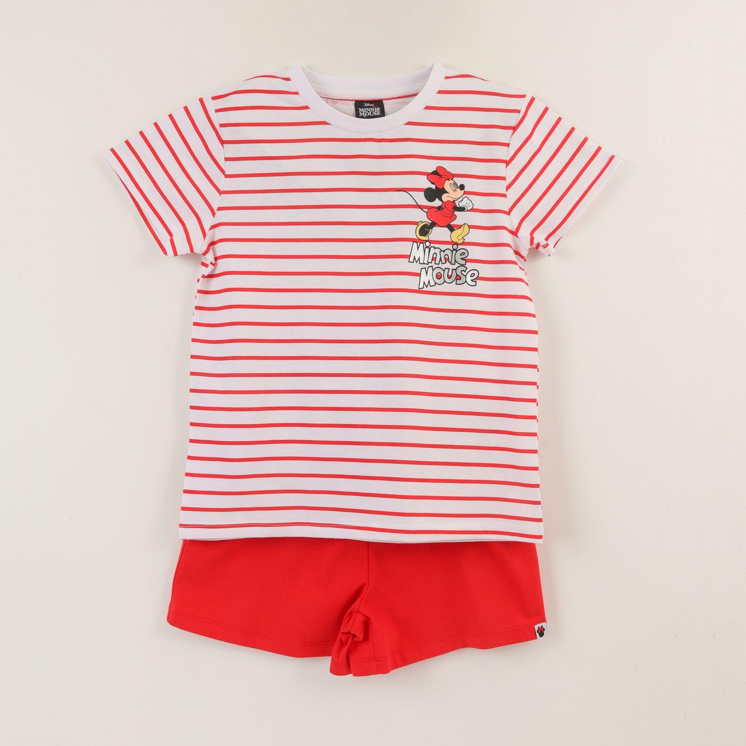 Conjunto Niña Rojo Rayas Minnie Mouse Disney-0