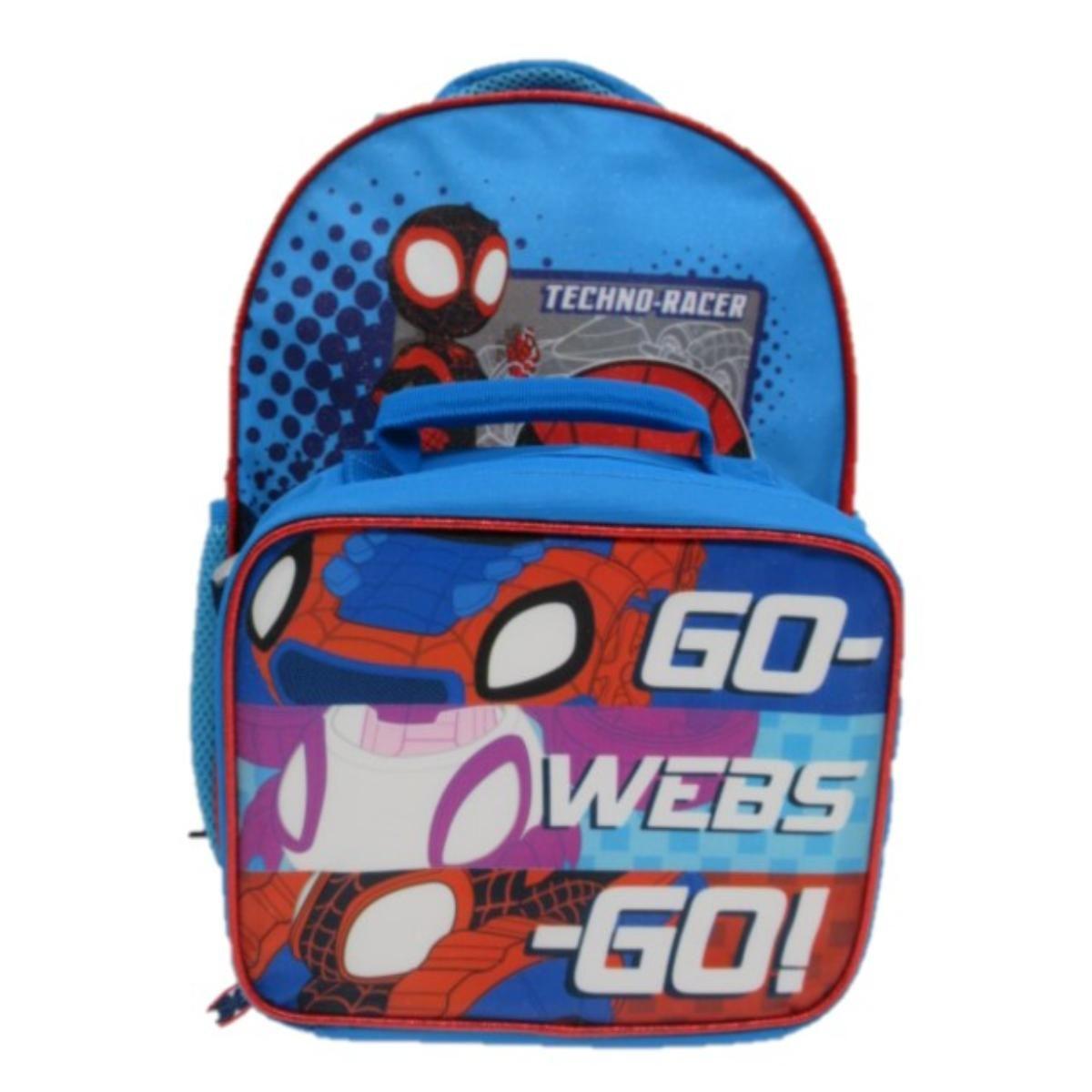 Mochila con Lonchera Escolar Niño Caras Spidey Azul Marvel-6