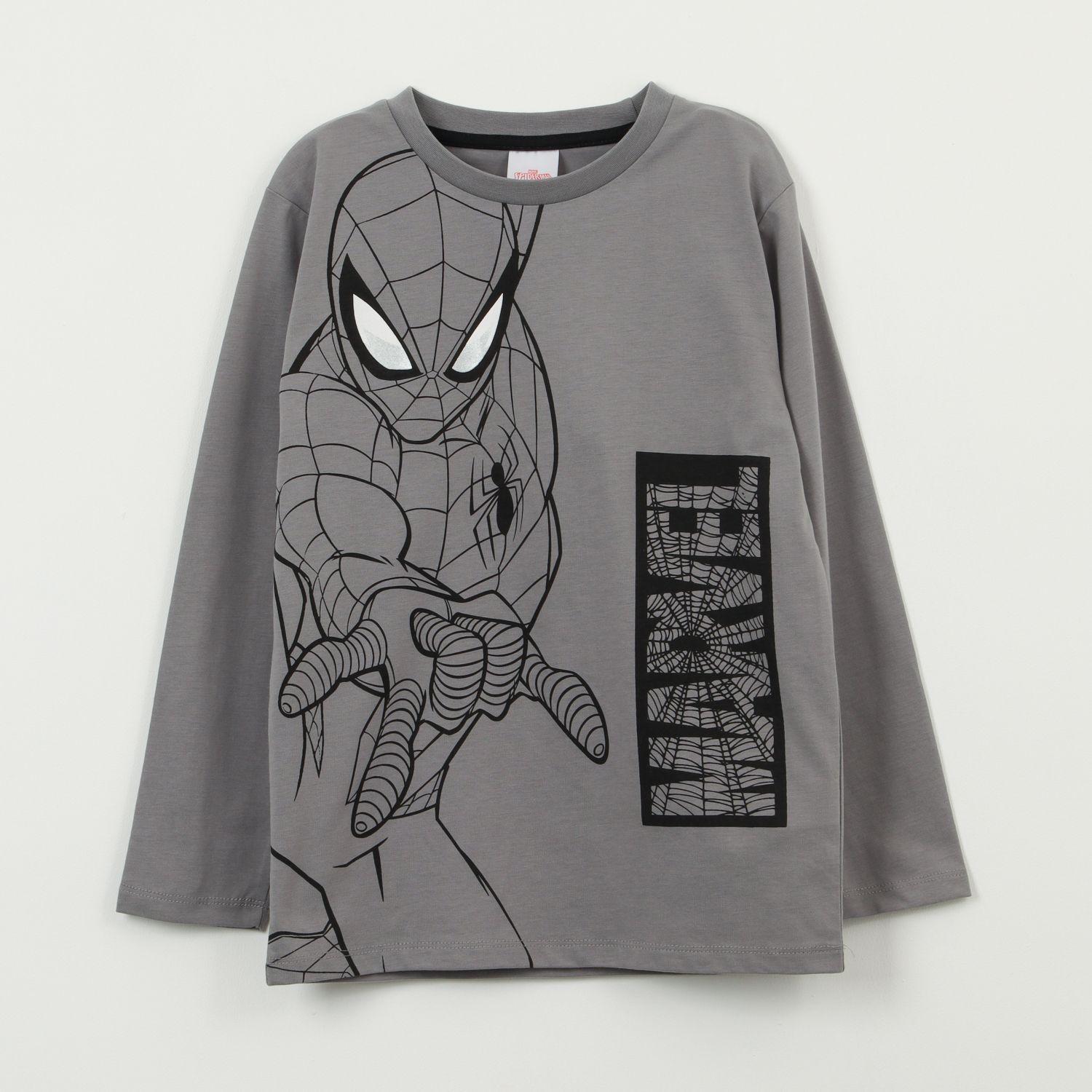 Polera Manga Larga Niño Spiderman Red Web Gris Marvel-0