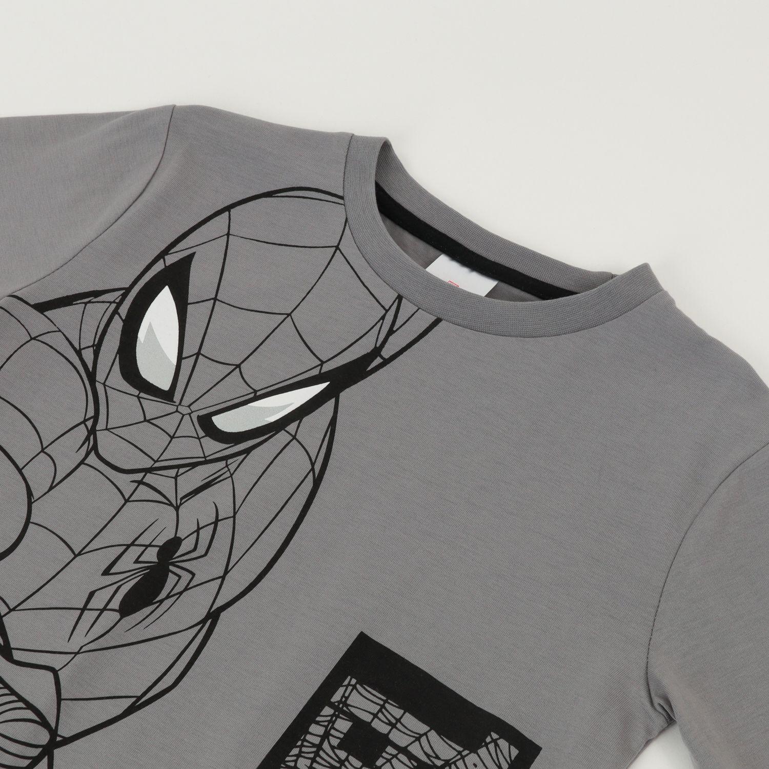 Polera Manga Larga Niño Spiderman Red Web Gris Marvel-1