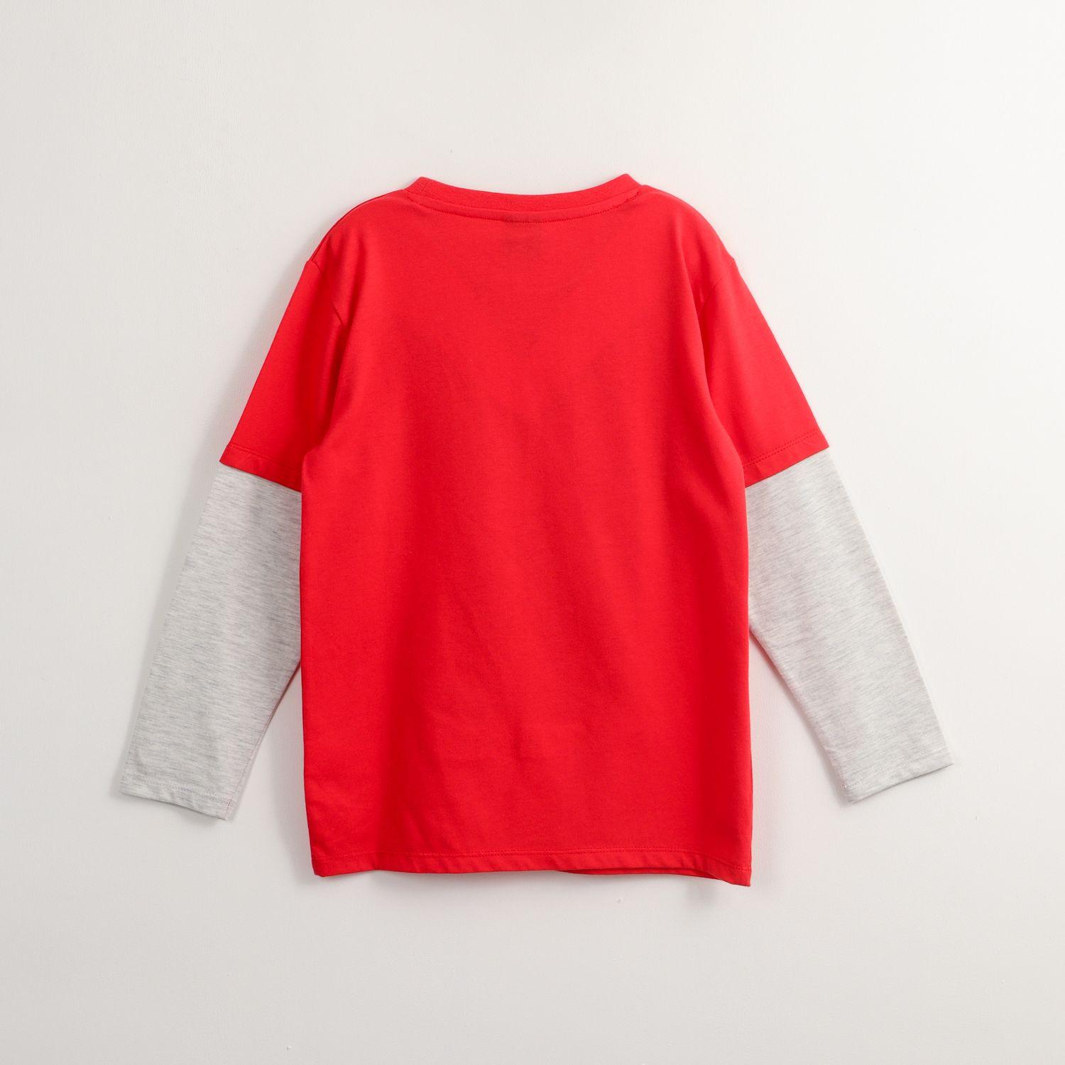 Polera Manga Larga Niño Mickey Doble Manga Rojo Disney-2