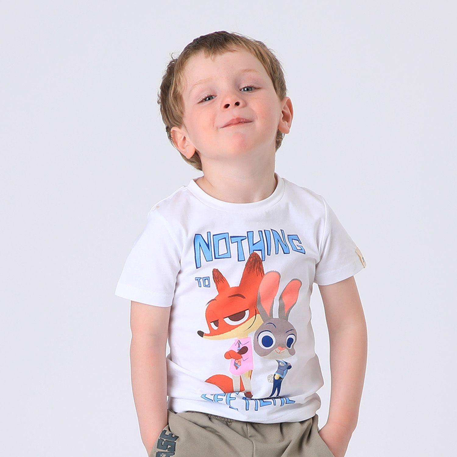 Polera Manga Corta Niño Blanco Nick & Hopps Zootopia Disney-0