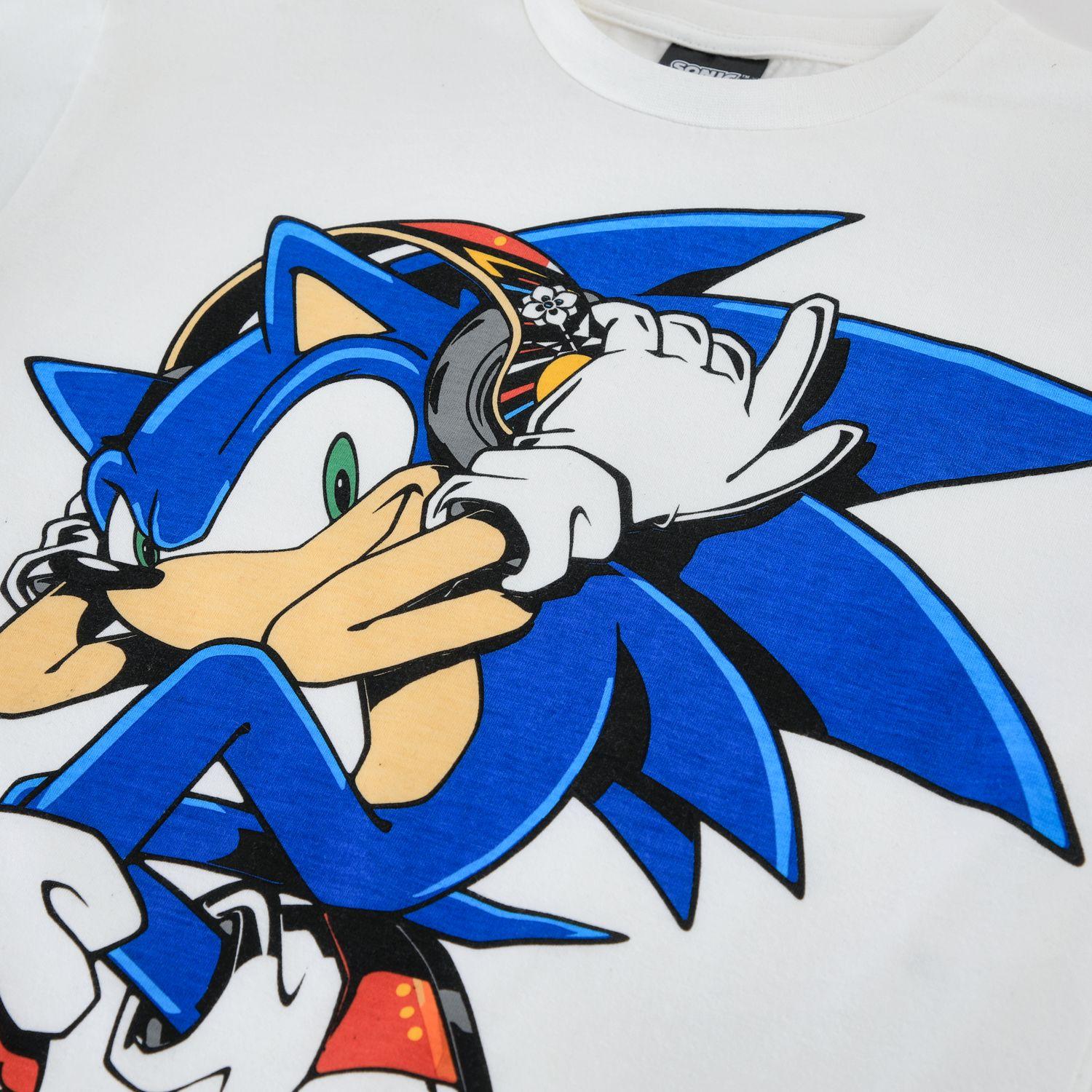 Polera Manga Corta Niño Sonic Personaje Grande Blanco-2