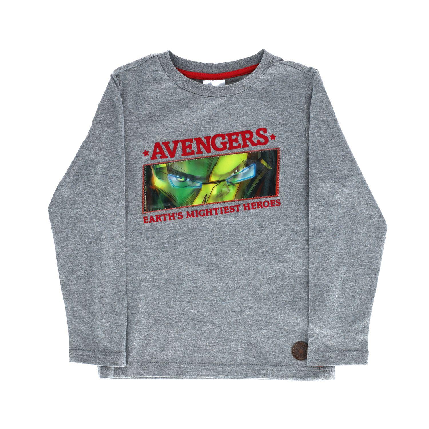 Polera Manga Larga Niño Iron Man Heroes Gris Marvel-0