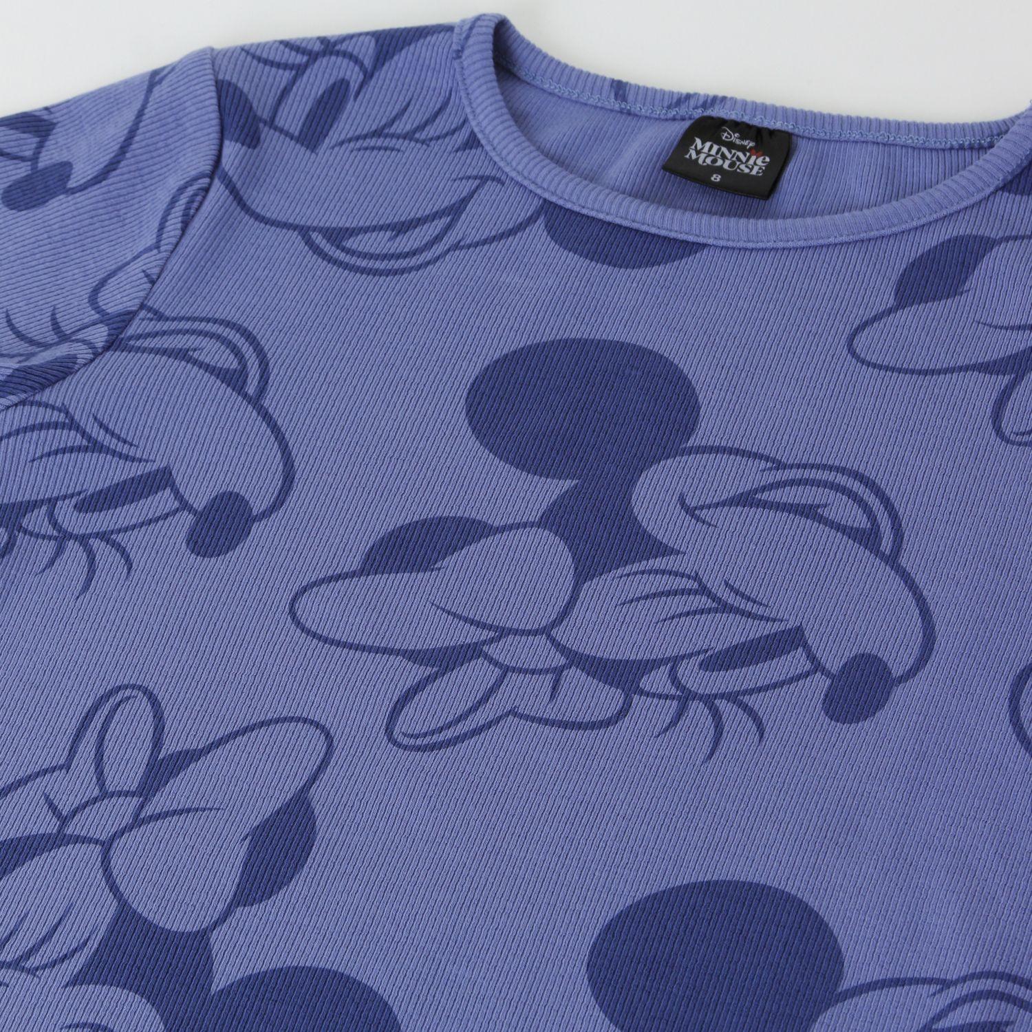 Polera Manga Larga Niña Rib Print Minnie Mouse Azul Disney-2