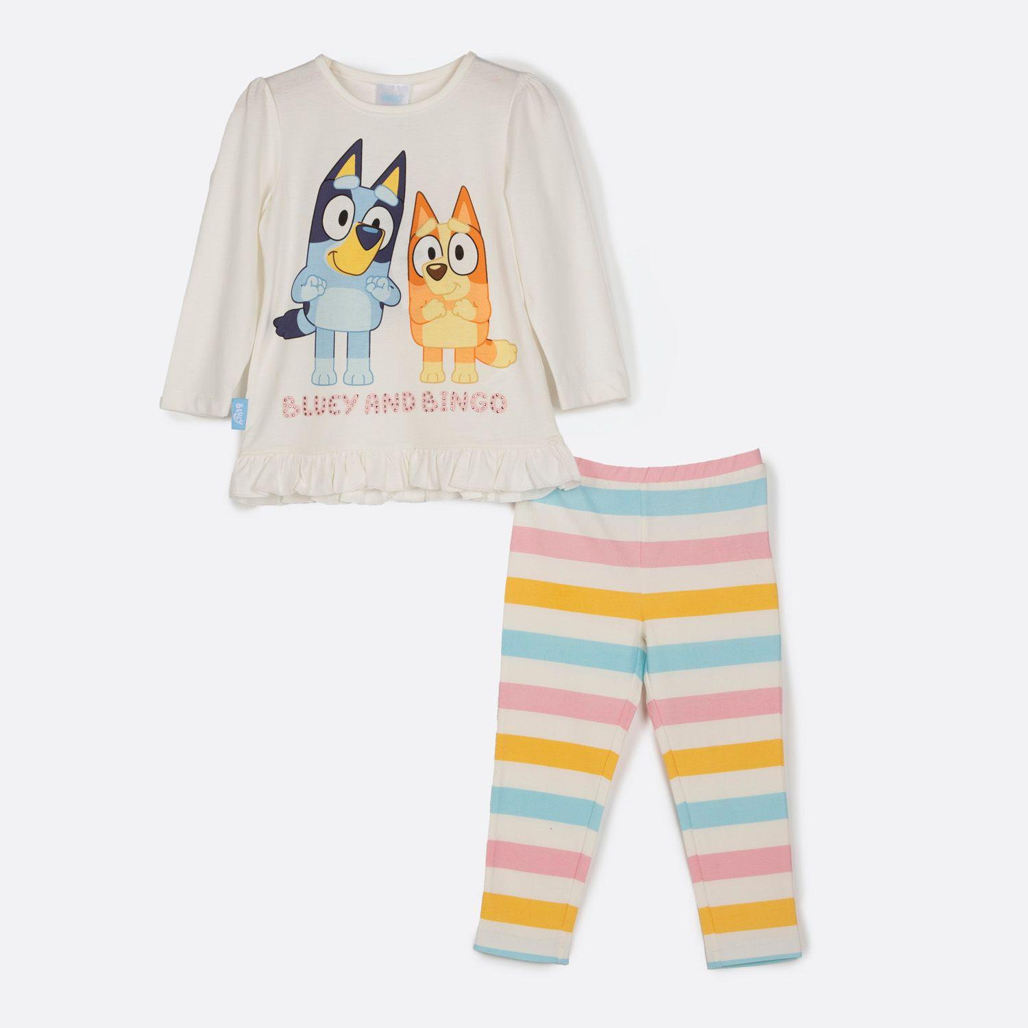 Conjunto Niña Rayas Bluey y Bingo Blanco Bluey-0