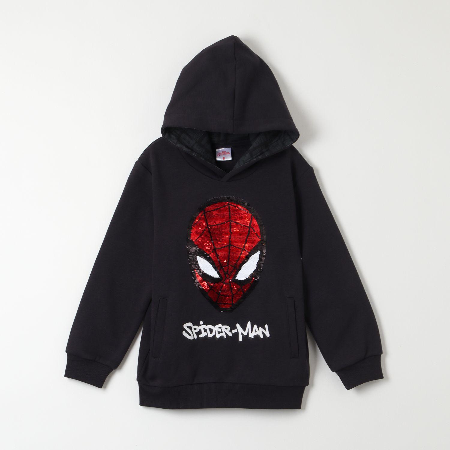 Poleron Cerrado Con Gorro Niño Spiderman Red Negro Marvel-0