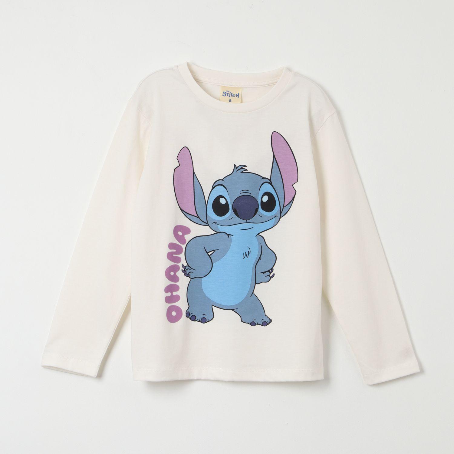 Polera Manga Larga Niña Lilo & Stitch Ohana Blanco Disney-0