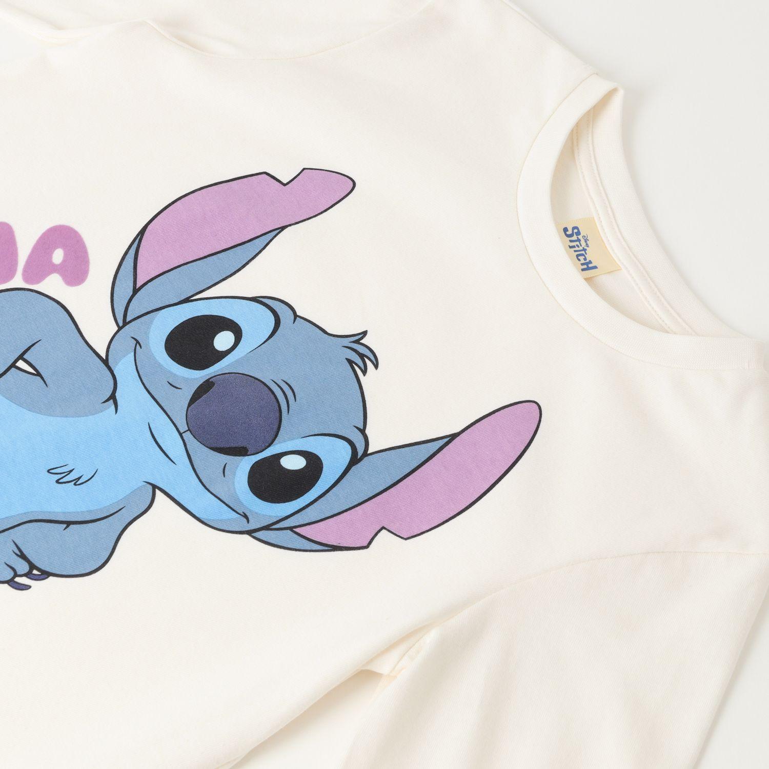 Polera Manga Larga Niña Lilo & Stitch Ohana Blanco Disney-1