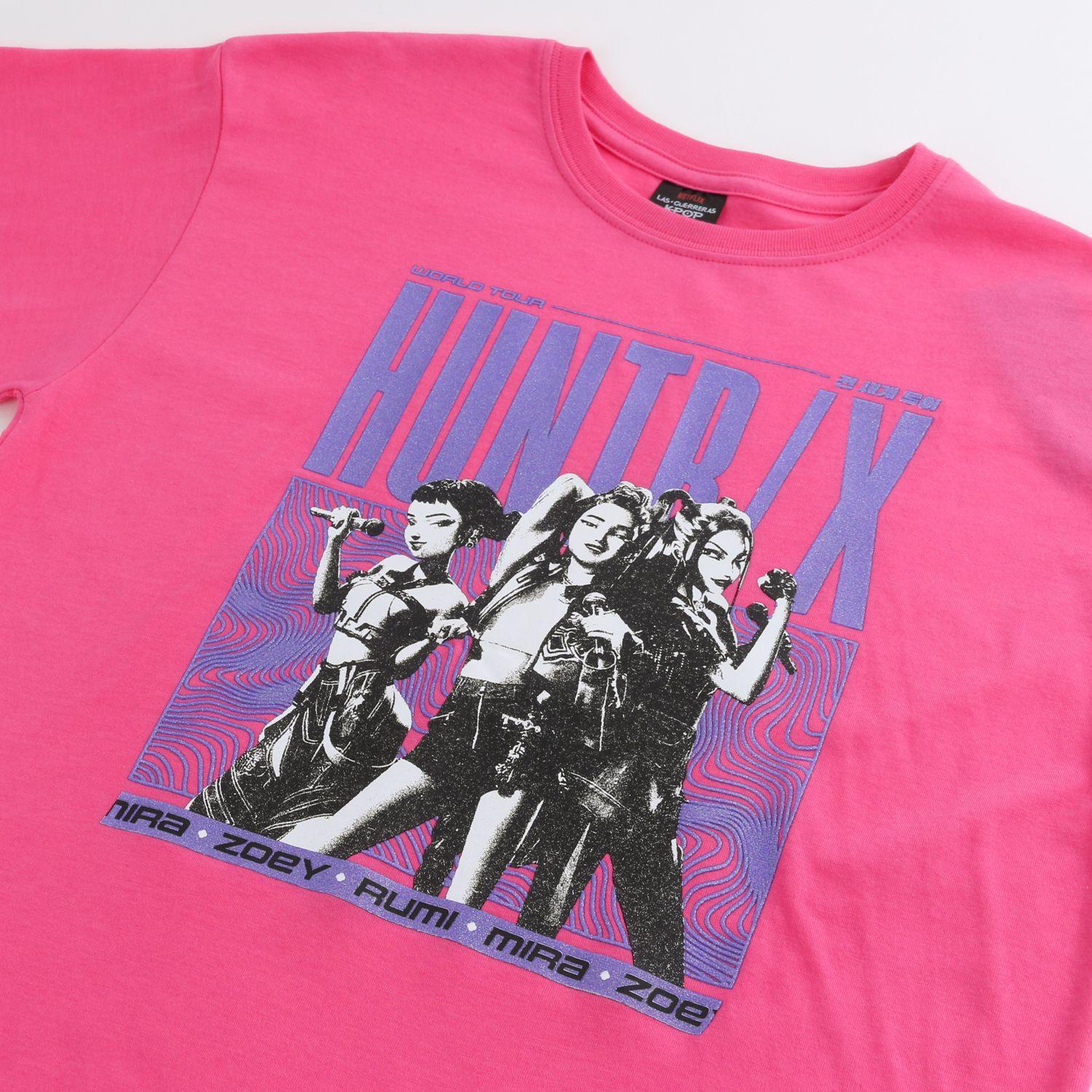 Polera Manga Corta Niña Huntr/x Rosado Kpop Demon Hunters-2