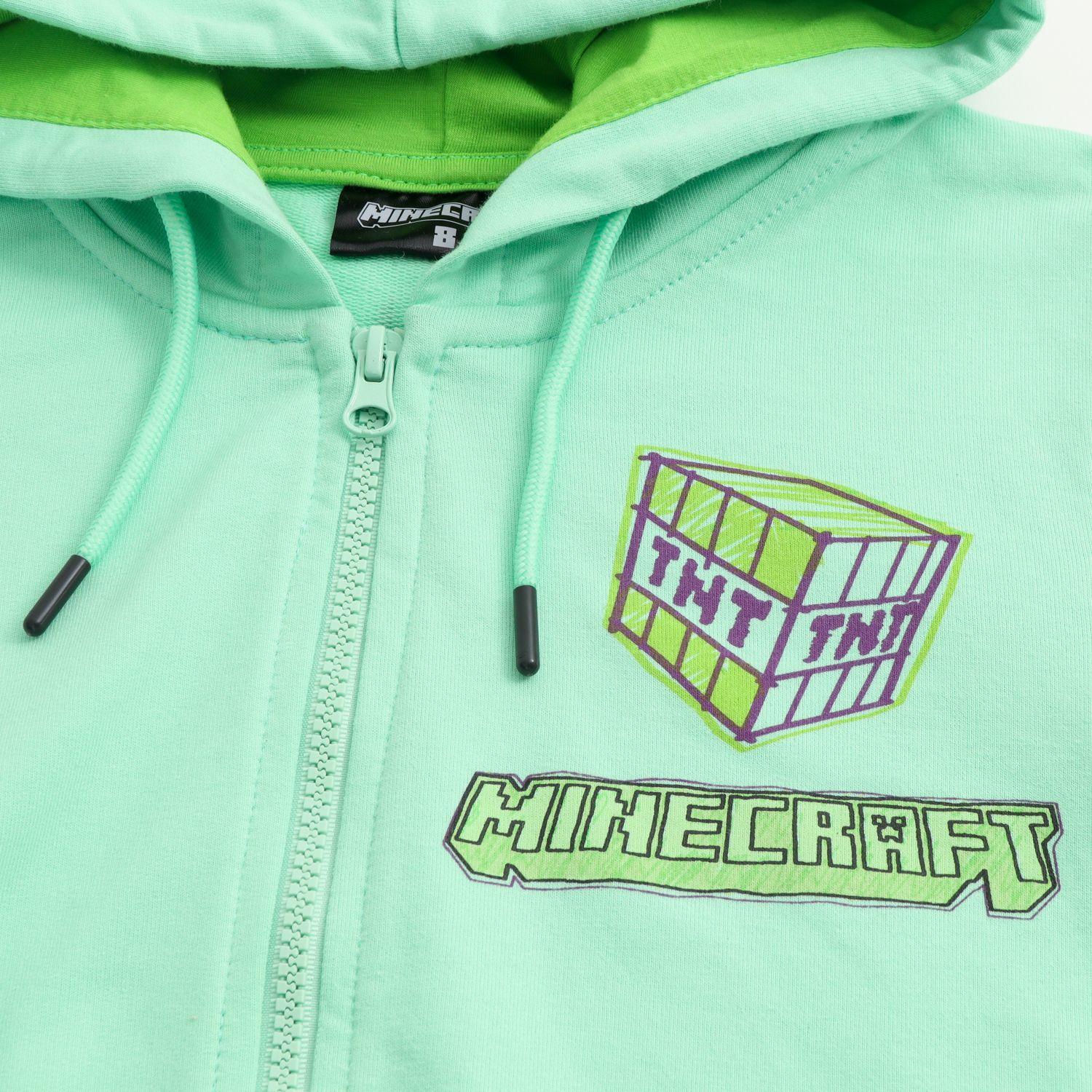 Poleron Abierto Niño Back Creeper Verde Minecraft-1