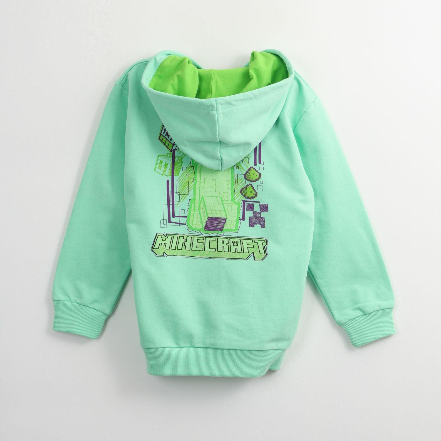 Poleron Abierto Niño Back Creeper Verde Minecraft-2