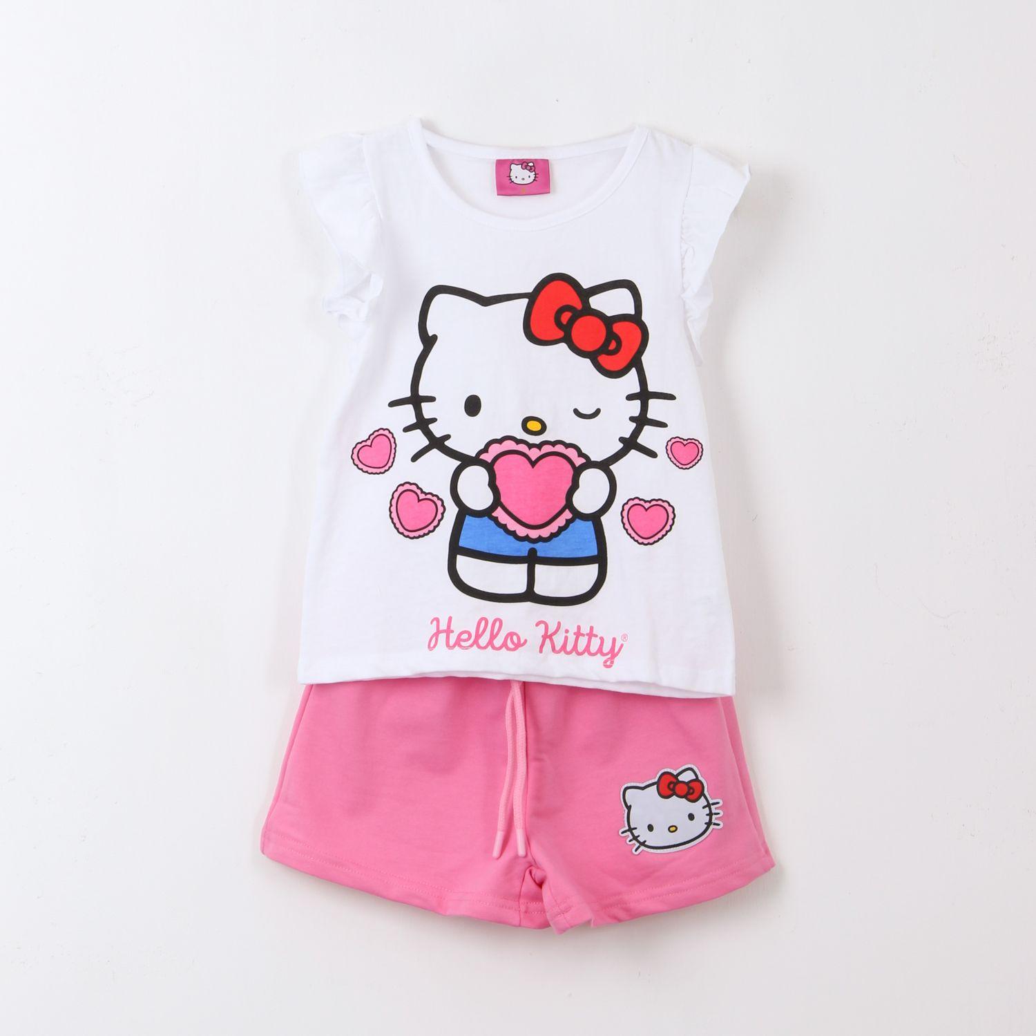 Conjunto Niña Blanco Corazón Hello Kitty-0