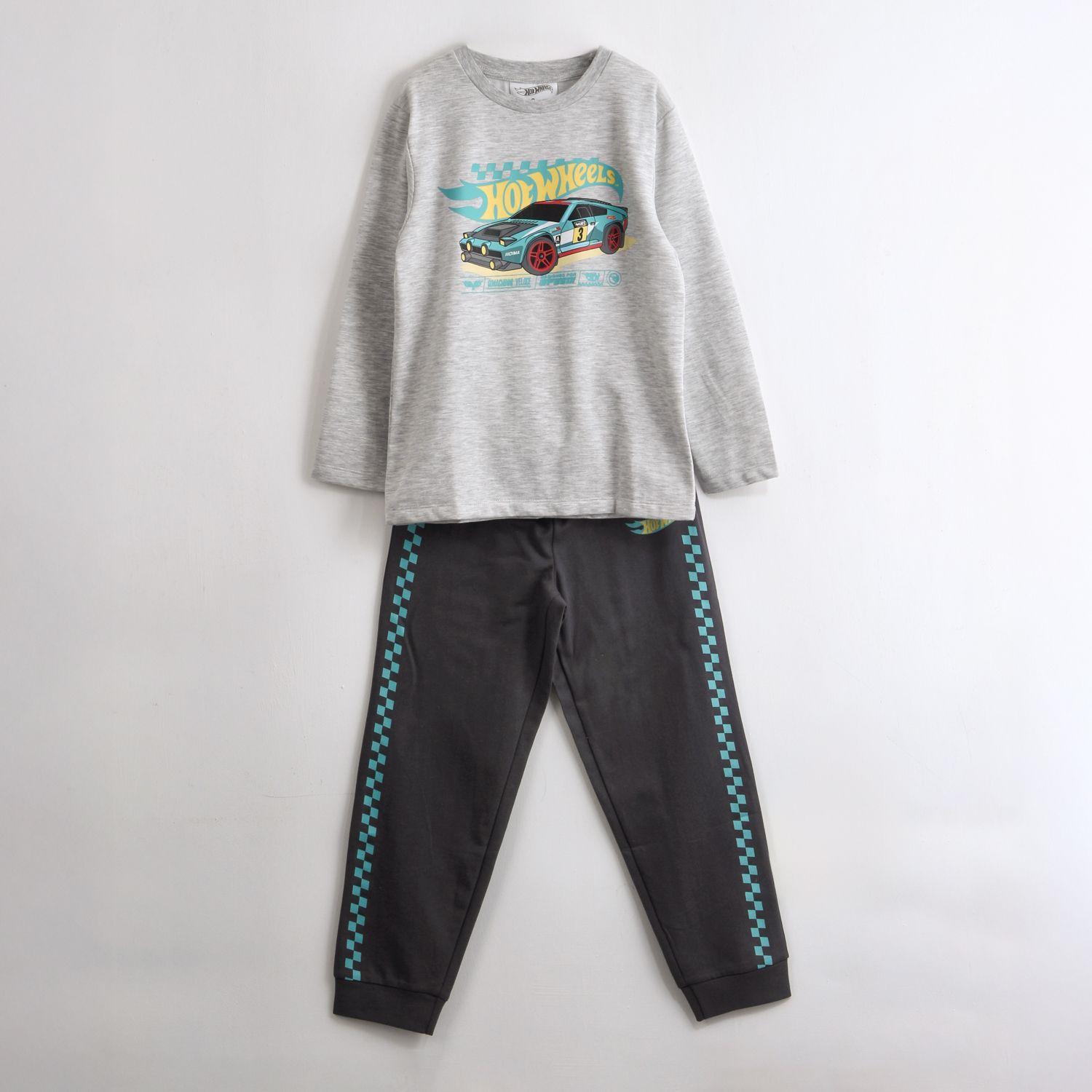 Pijama Manga Larga Niño Auto Gris Hot Wheels-0