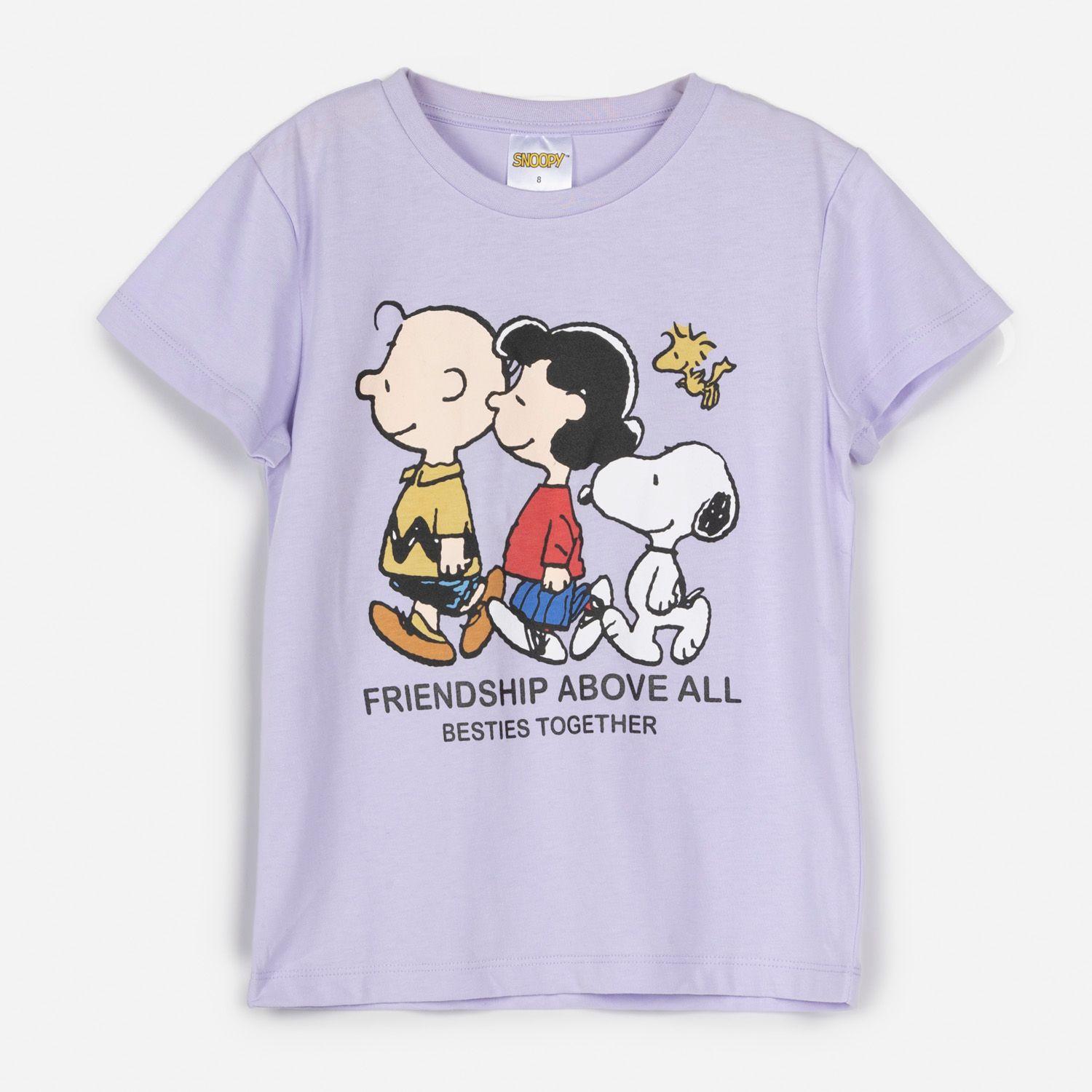 Polera Manga Corta Niña Personajes Lila Snoopy-0