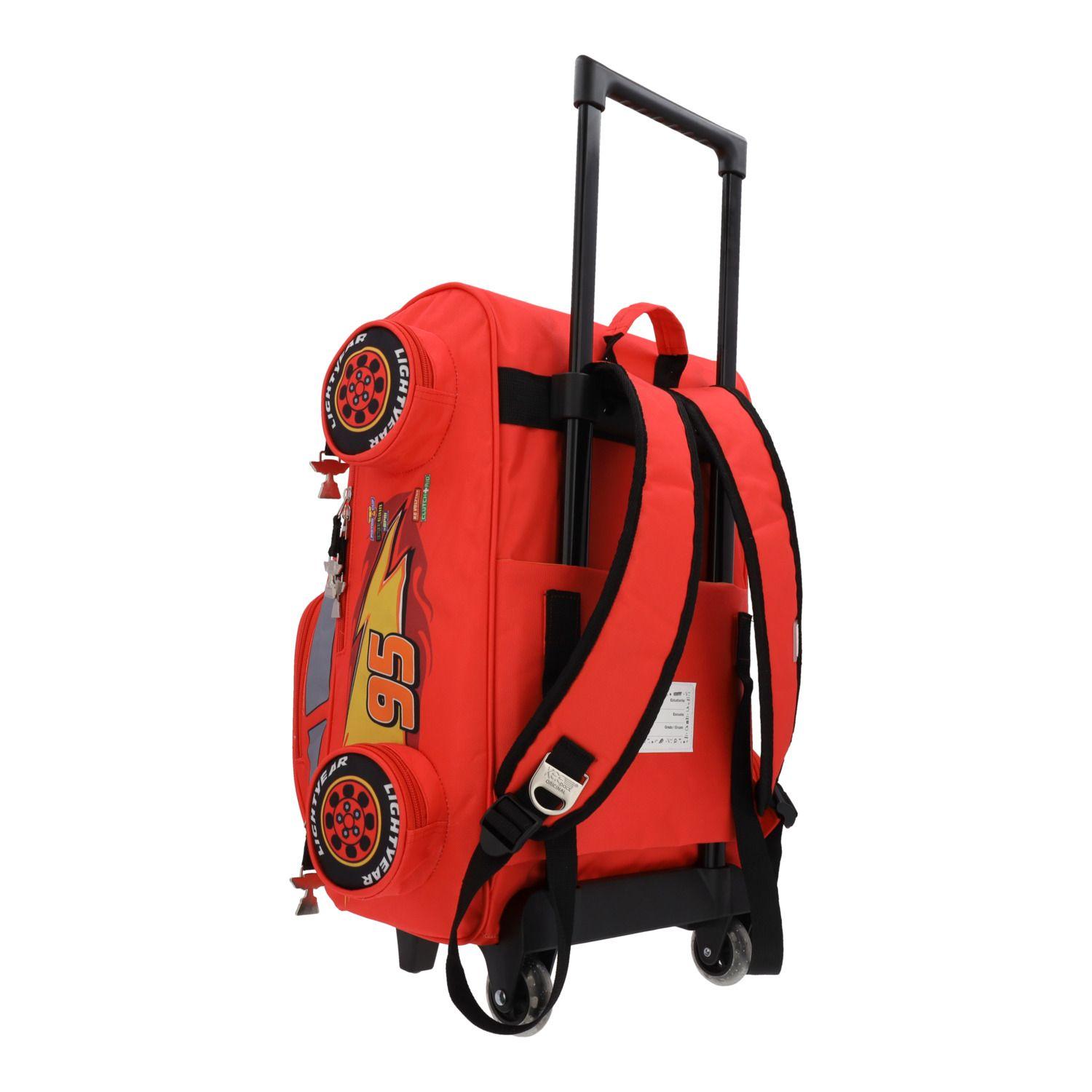 Mochila Escolar con Ruedas Niño Rayo McQueen Rojo Disney-5