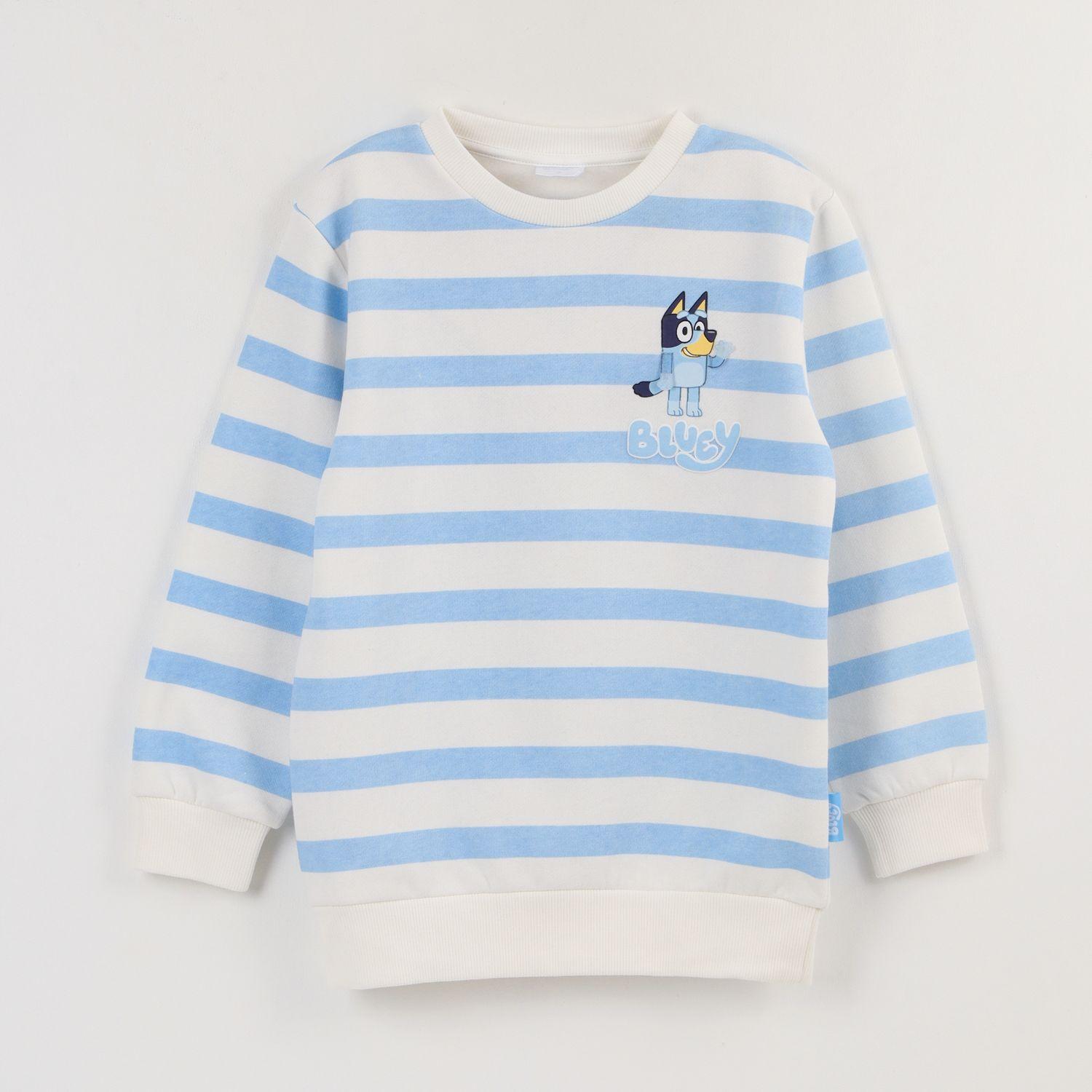 Poleron Cerrado Niño Rayas Blanco Bluey-0