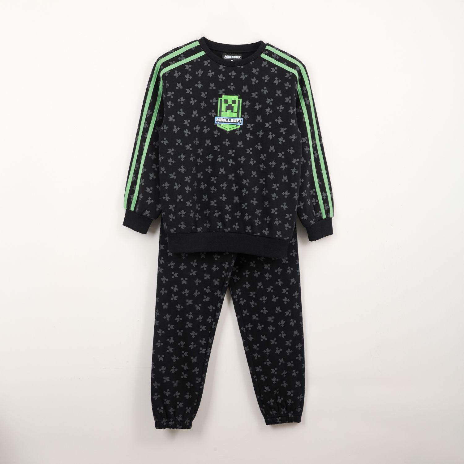 Conjunto Buzo Niño Full Print Creeper Face Negro Minecraft-0