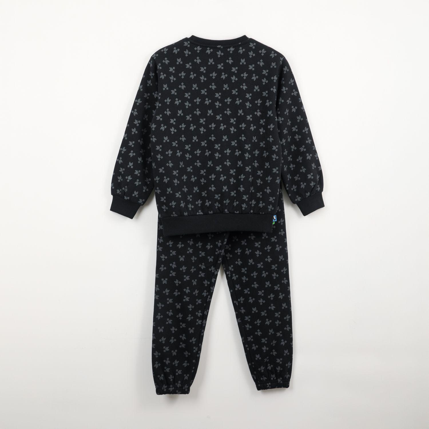 Conjunto Buzo Niño Full Print Creeper Face Negro Minecraft-1