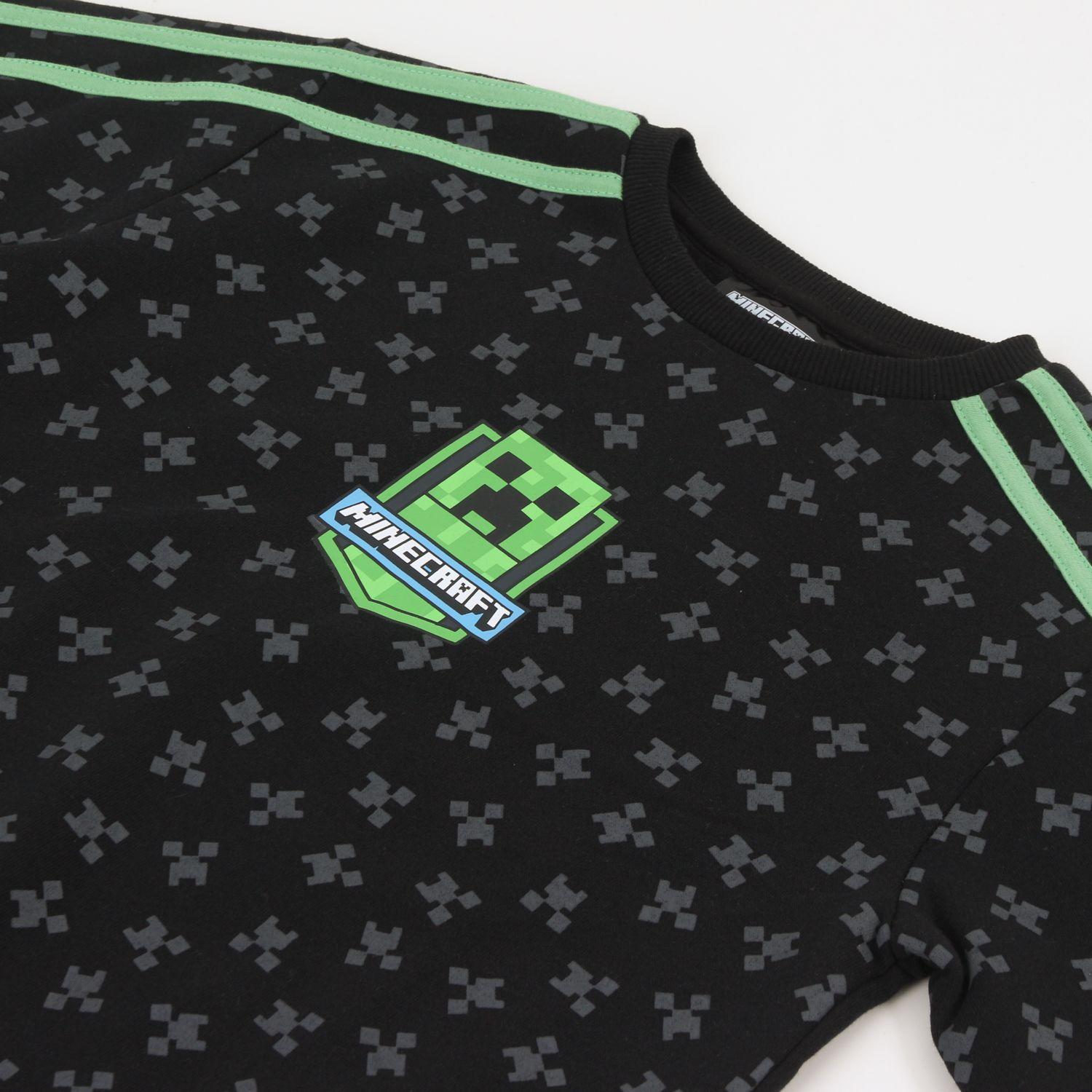 Conjunto Buzo Niño Full Print Creeper Face Negro Minecraft-2