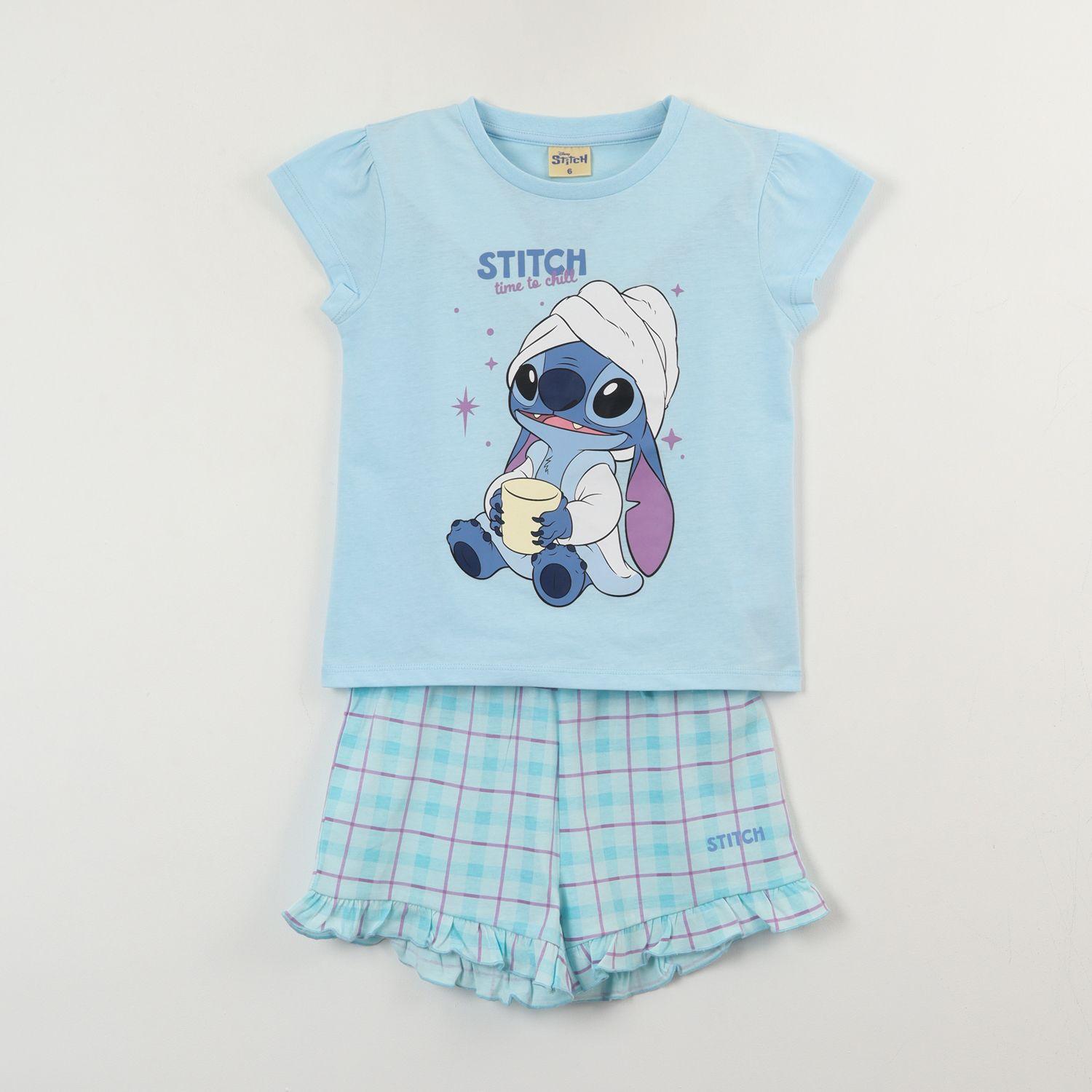 Pijama Manga Corta Niña Celeste Lilo & Stitch Disney-0