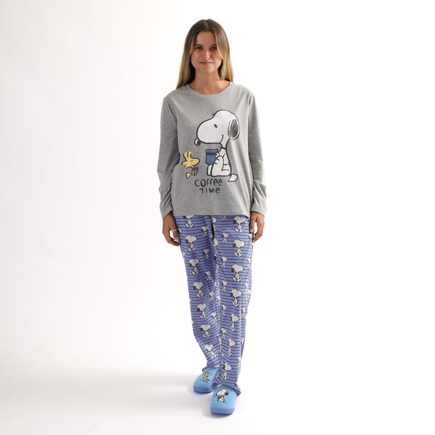 Conjunto Pijama Mujer Coffee Time Azul Snoopy-0