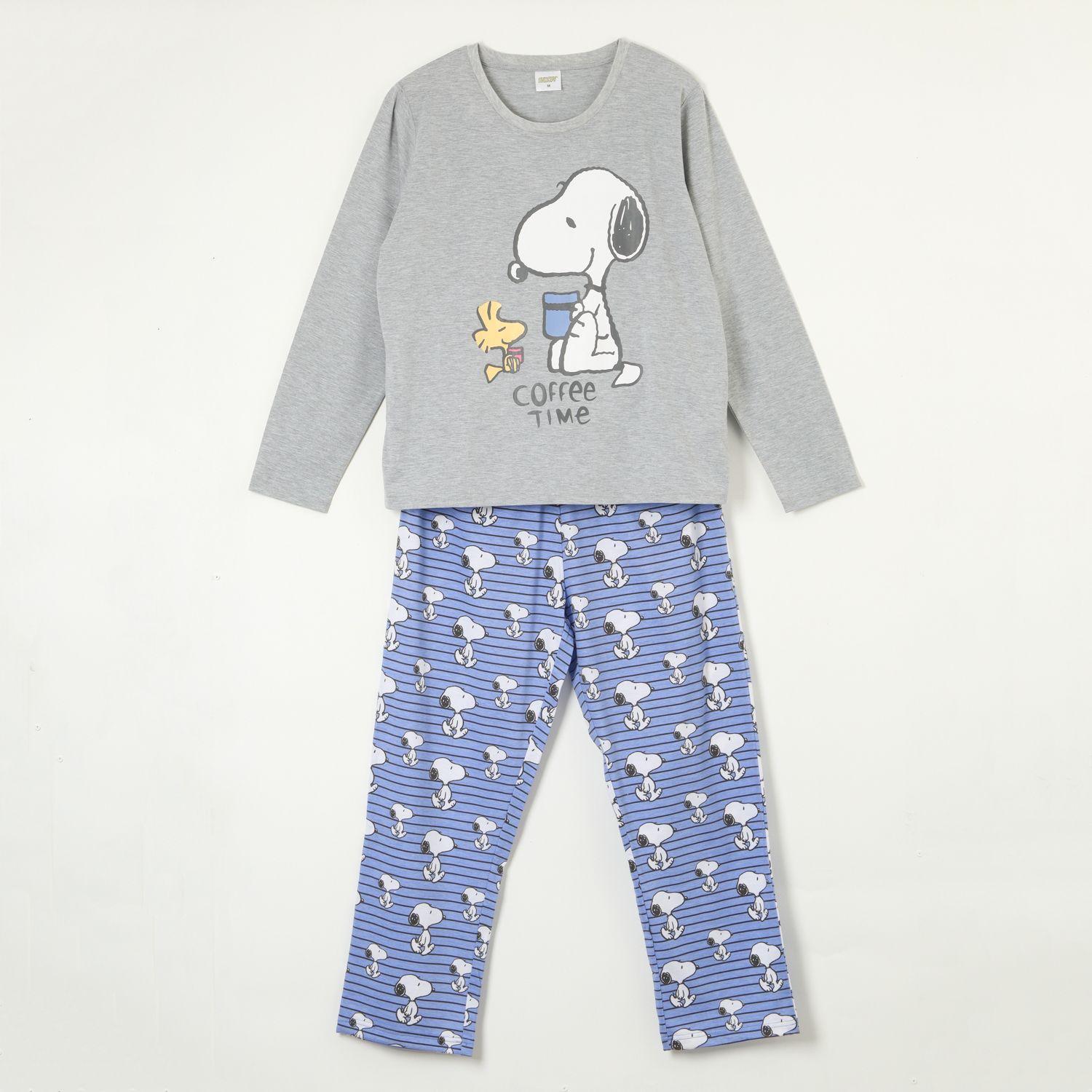 Conjunto Pijama Mujer Coffee Time Azul Snoopy-2