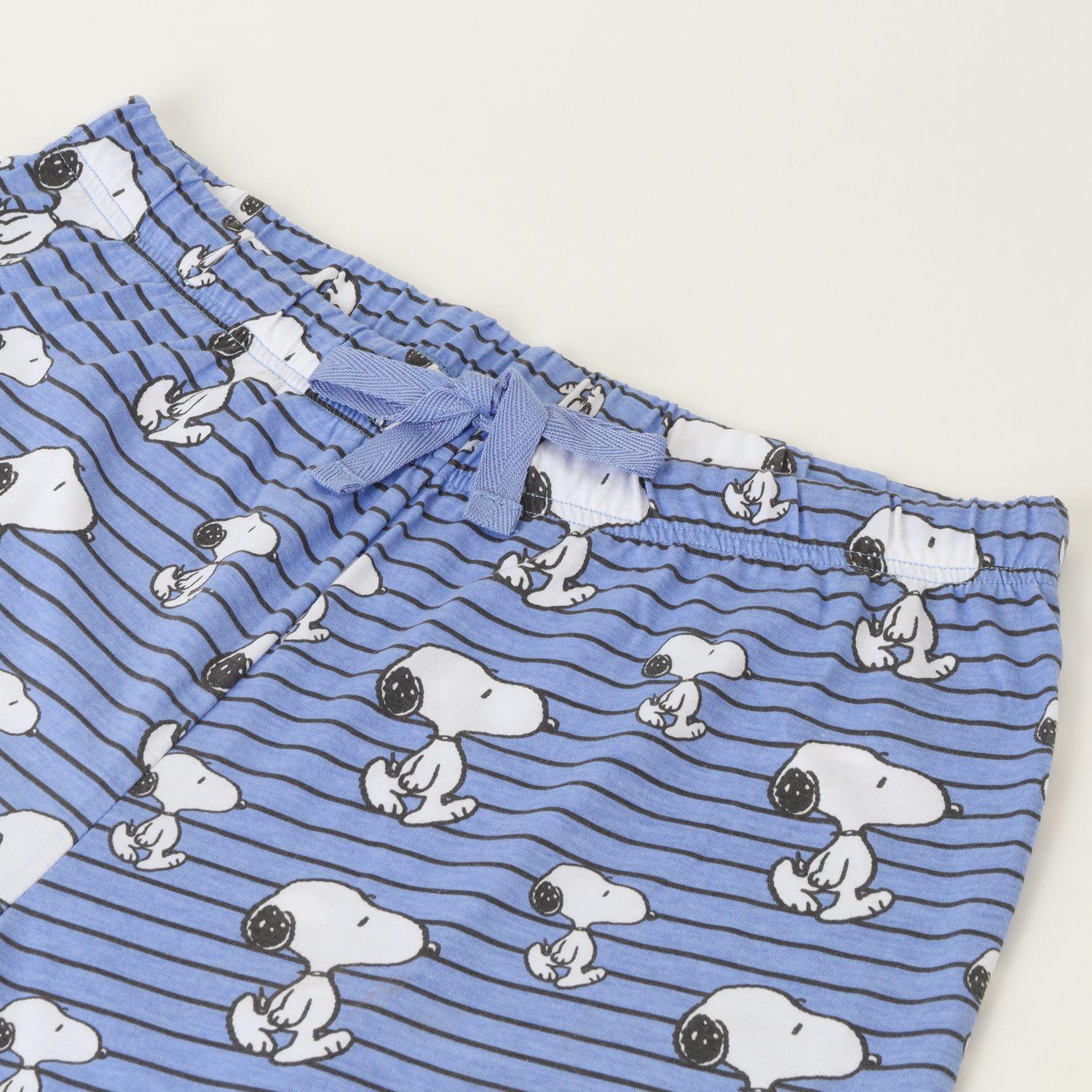 Conjunto Pijama Mujer Coffee Time Azul Snoopy-4