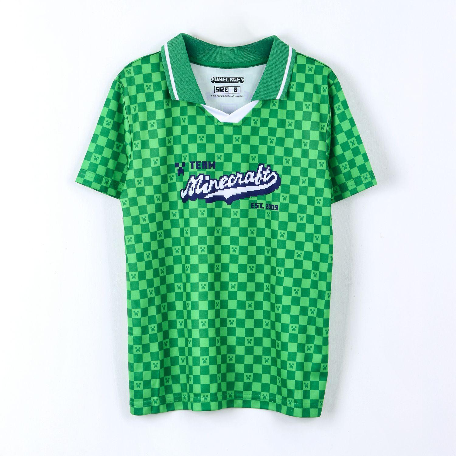 Polera Manga Corta Niño Minecraft Futbol Verde-1